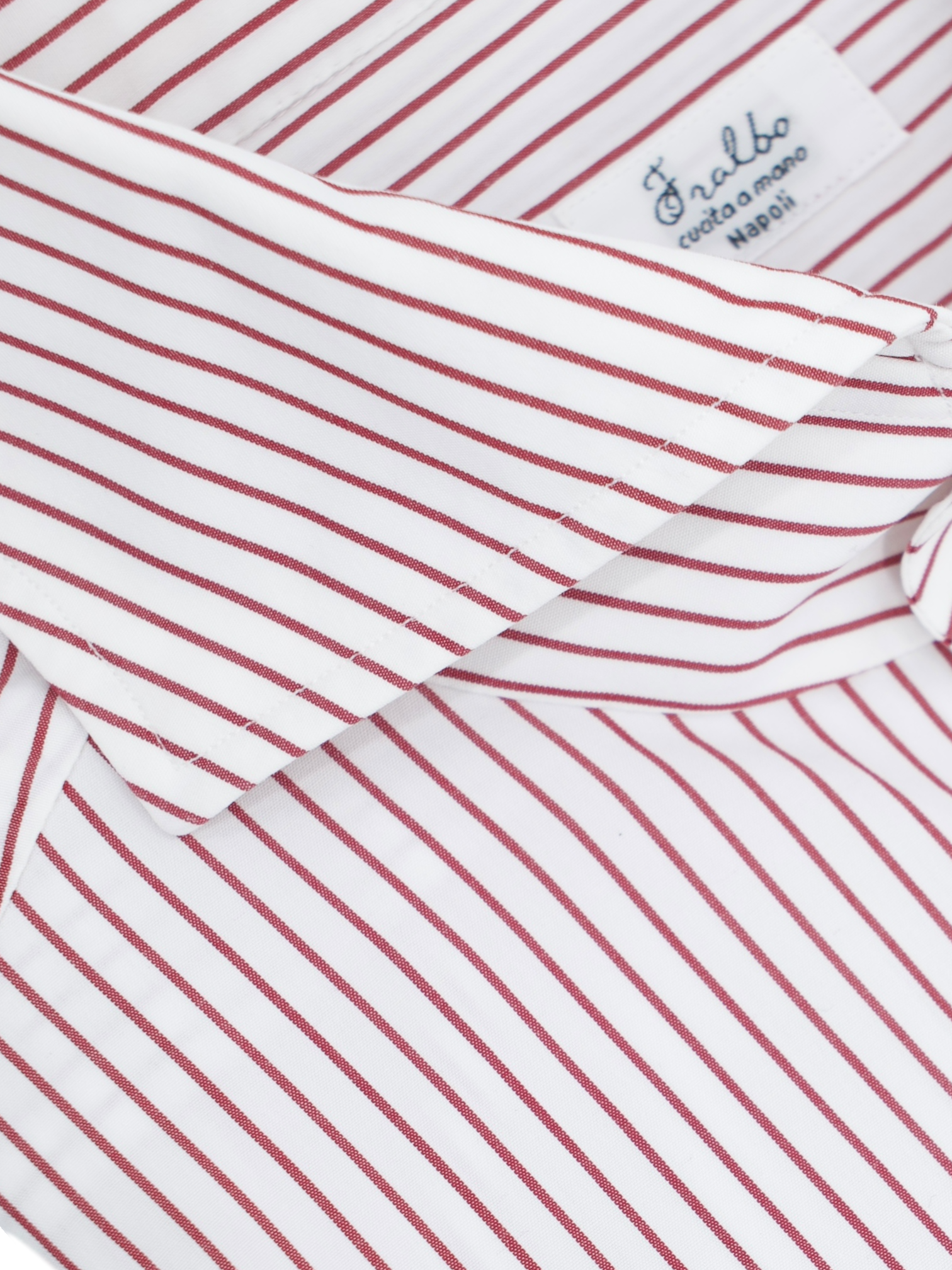 Fralbo White & Red Cotton Pinstripe Neapolitan Shirt