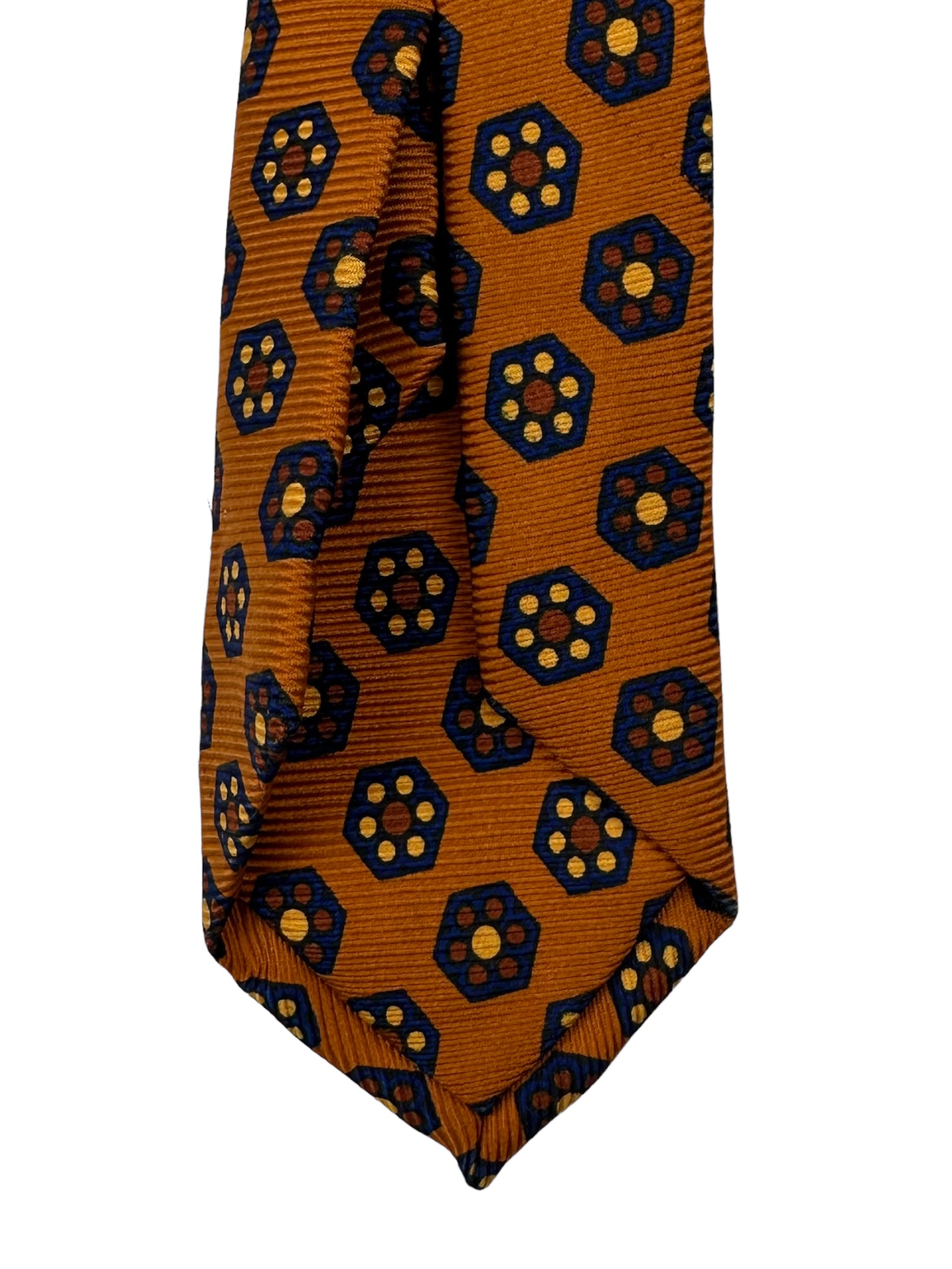 E. Marinella 7-Fold Orange Geometric Silk Tie