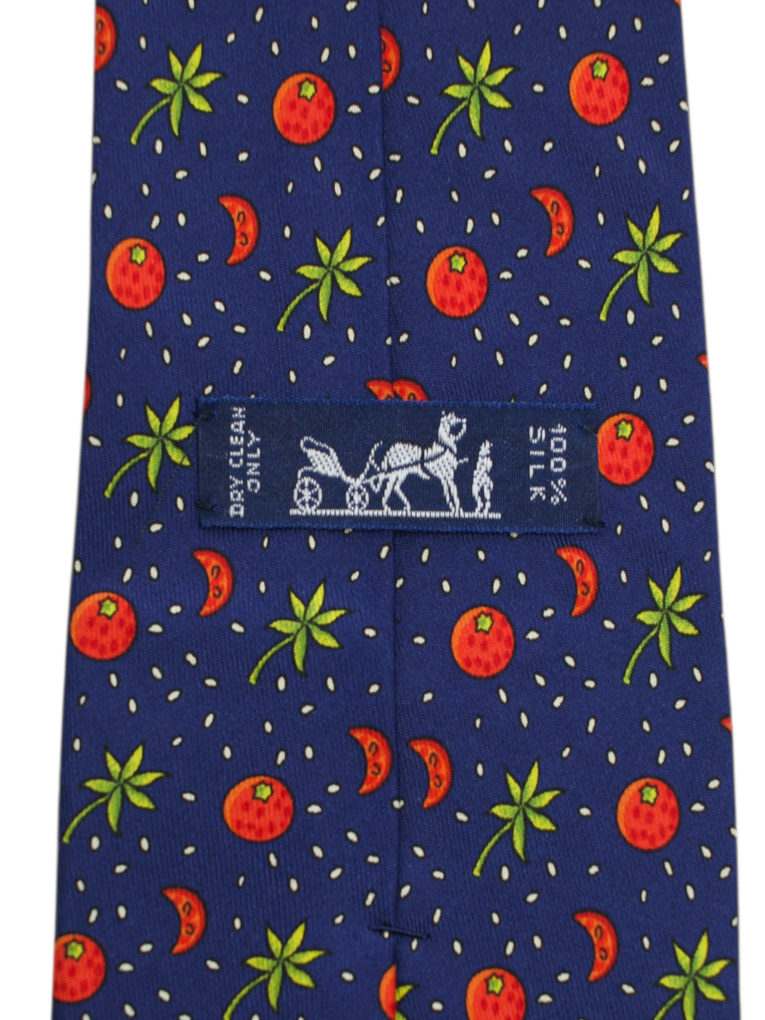 Hermès Navy & Red Silk Tomato Pattern Tie