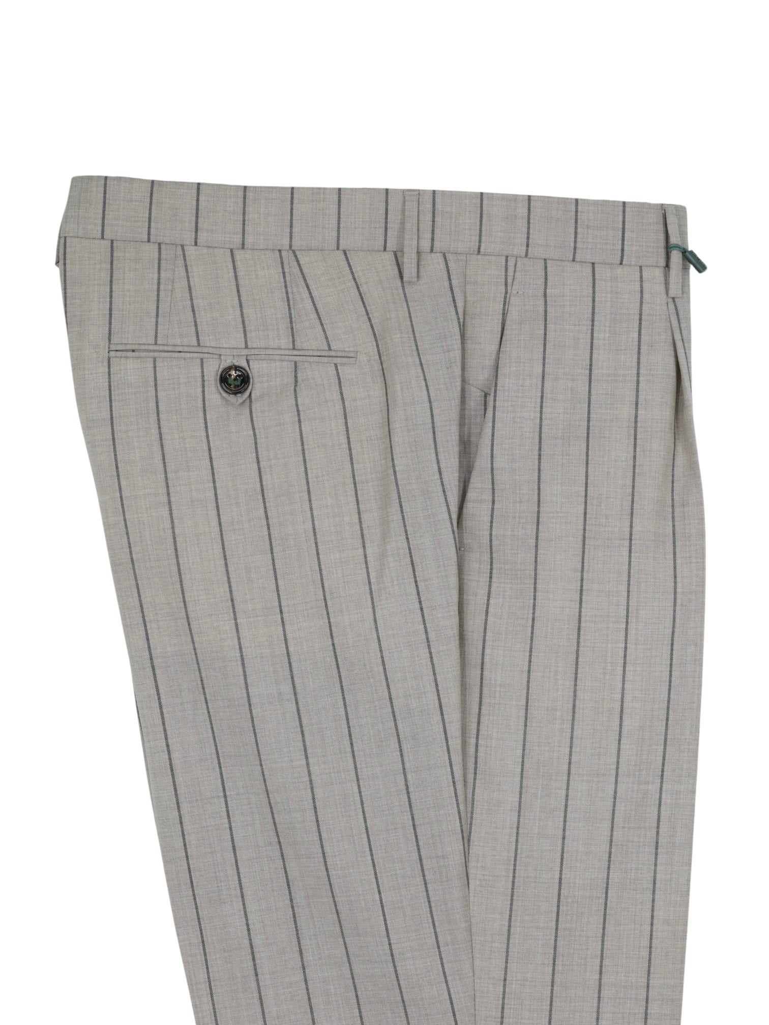 Berwich Taupe Fine-Wool Single Pleated Pinstripe Trousers