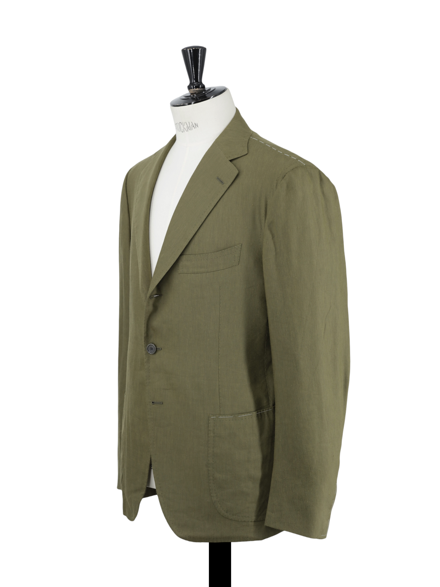 Cesare Attolini Khaki Green Linen & Wool Unlined Summer Jacket