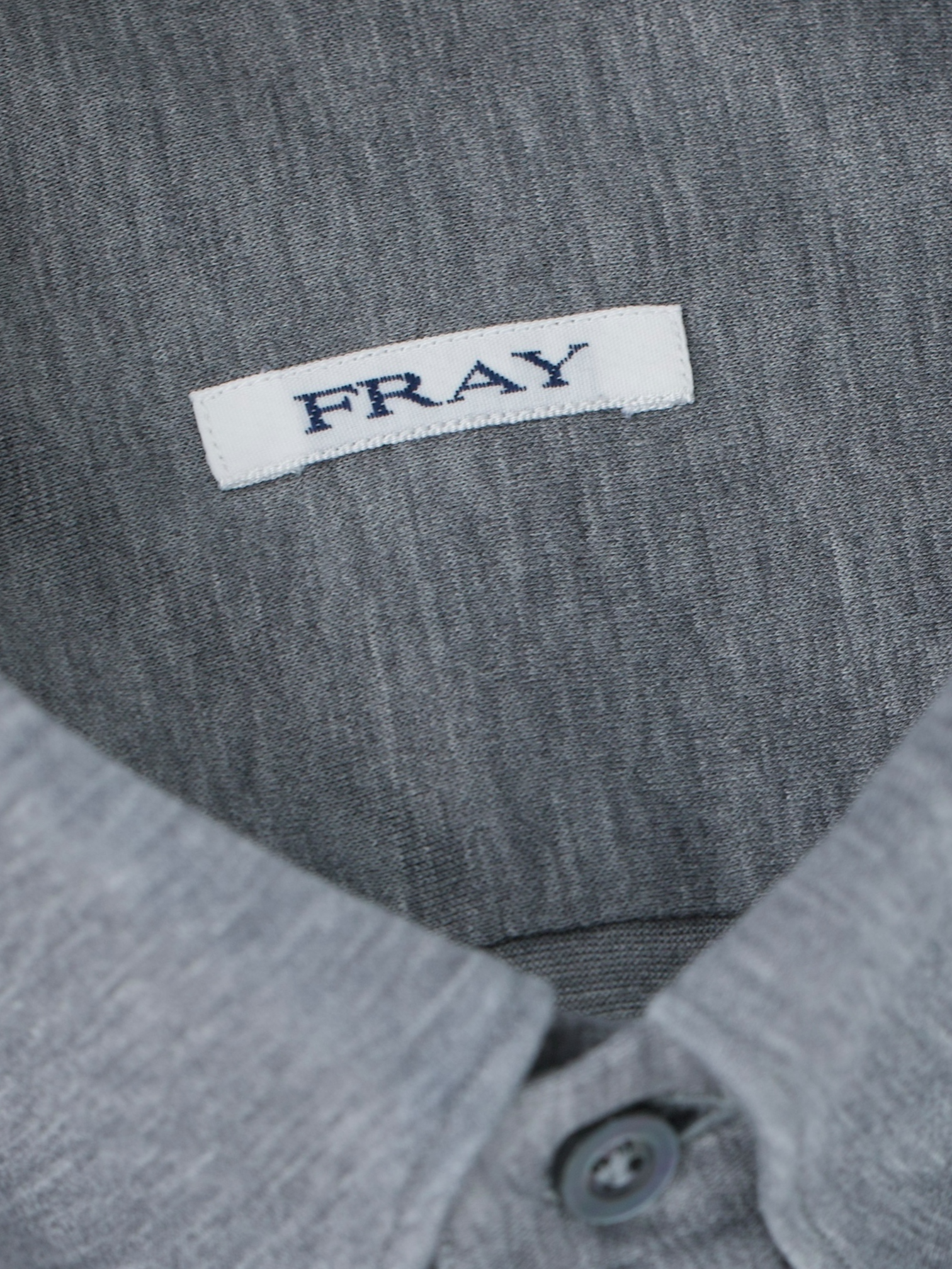 Fray Grey Cotton Jersey Knitted Button-Down Shirt