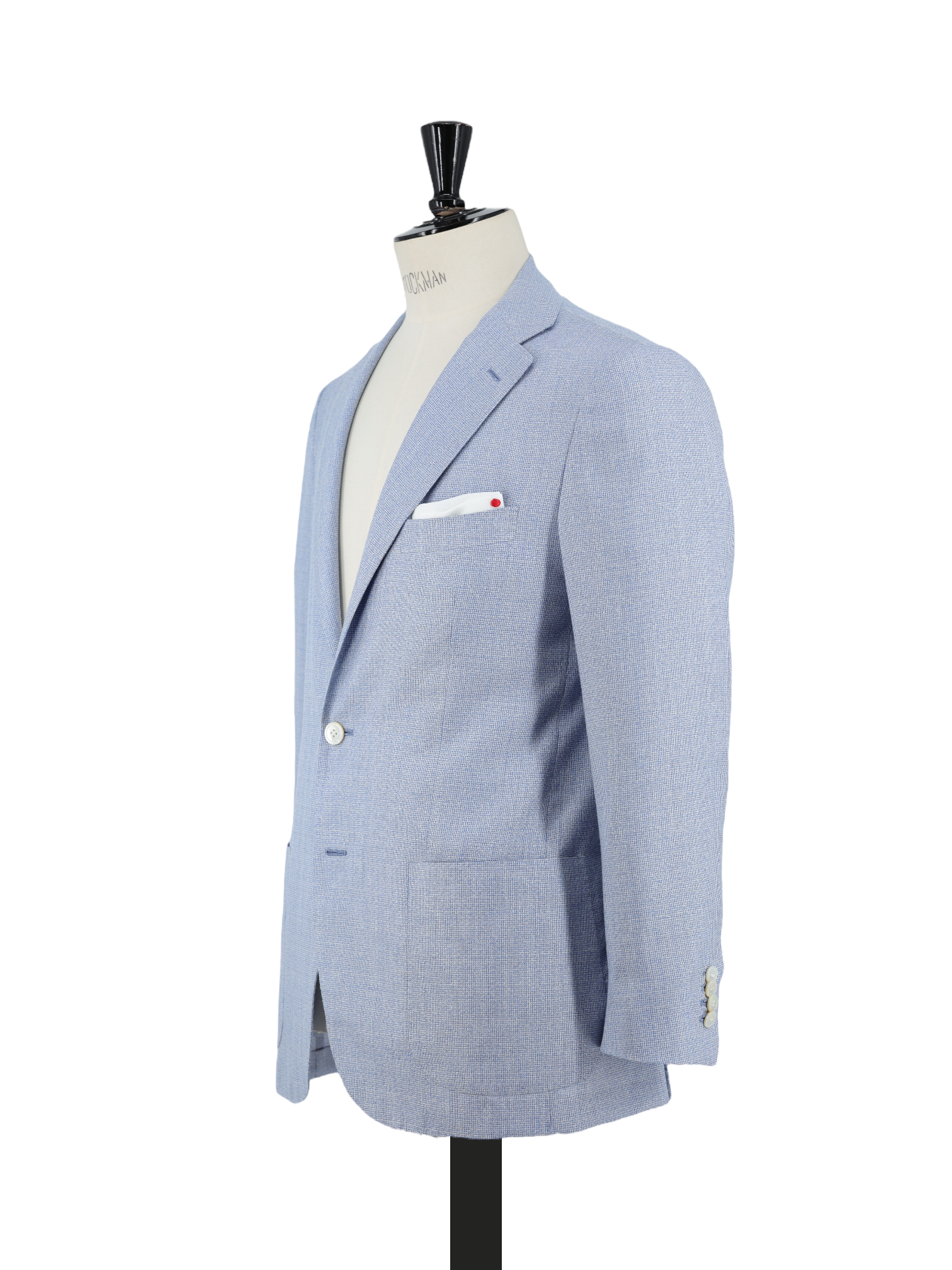 Kiton Light Blue Cashmere, Silk & Linen Micro-Pattern Jacket
