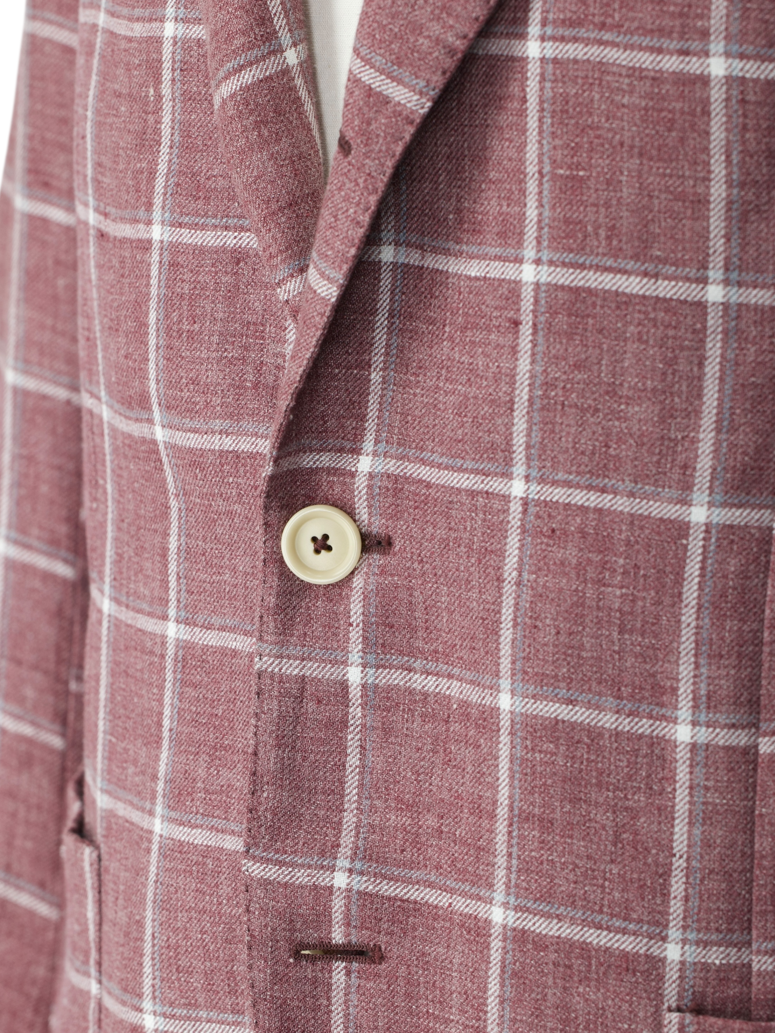 De Petrillo Old Pink & White Pure Linen Windowpane Jacket