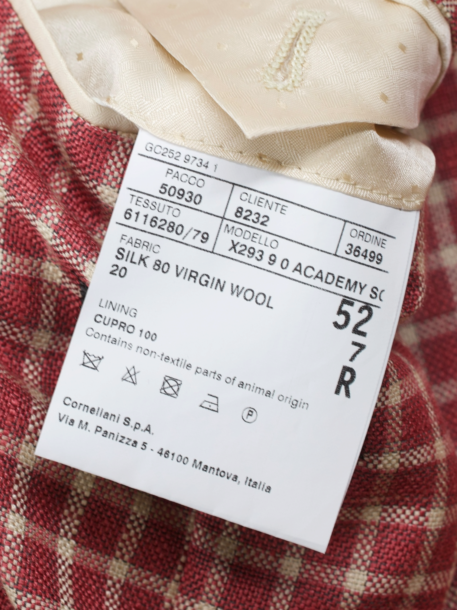 Corneliani Red & White Silk & Wool Checkered Academy Jacket