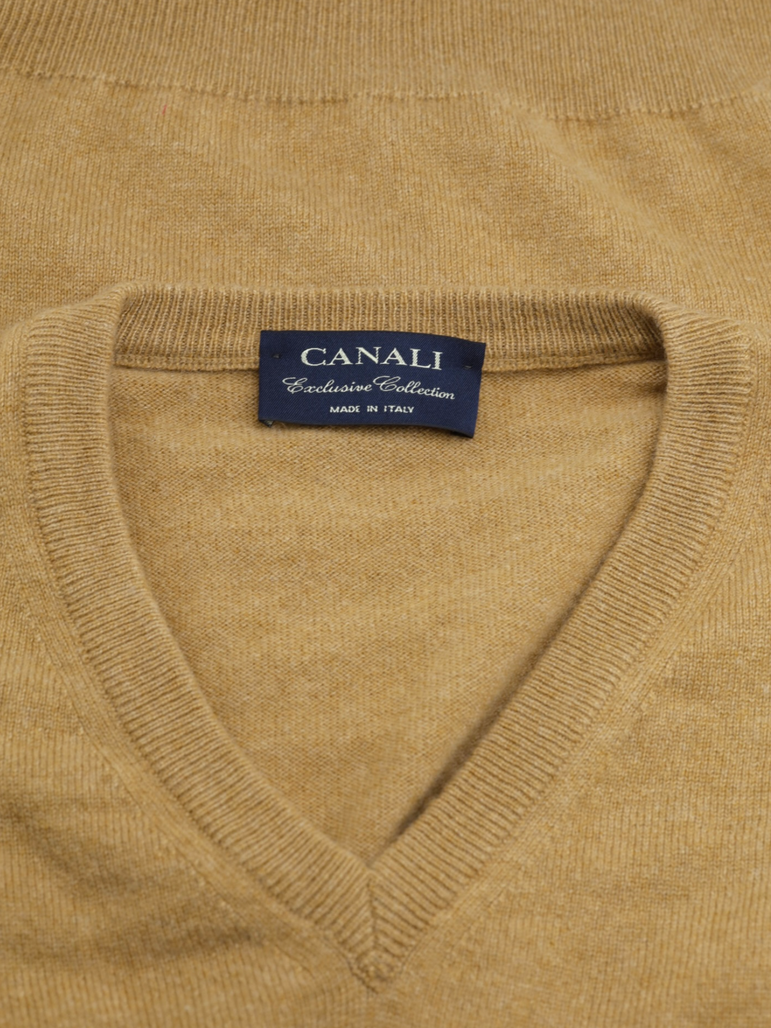 Canali Camel Brown Pure Cashmere "Exclusive Collection" V-Neck Sweater