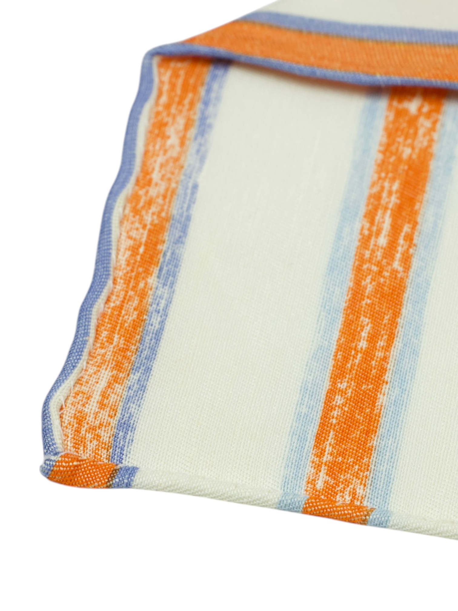 Kiton 5-Fold White & Orange Shantung Silk & Linen Striped Tie