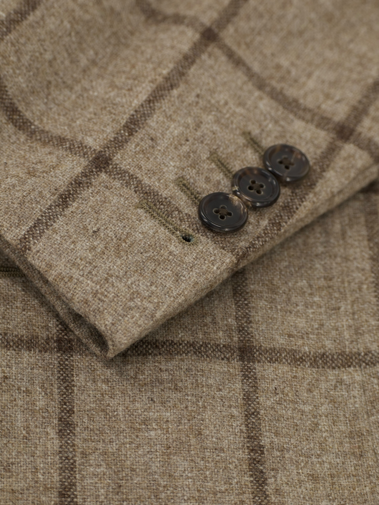 Caruso Light Brown Wool & Cashmere Windowpane Jacket