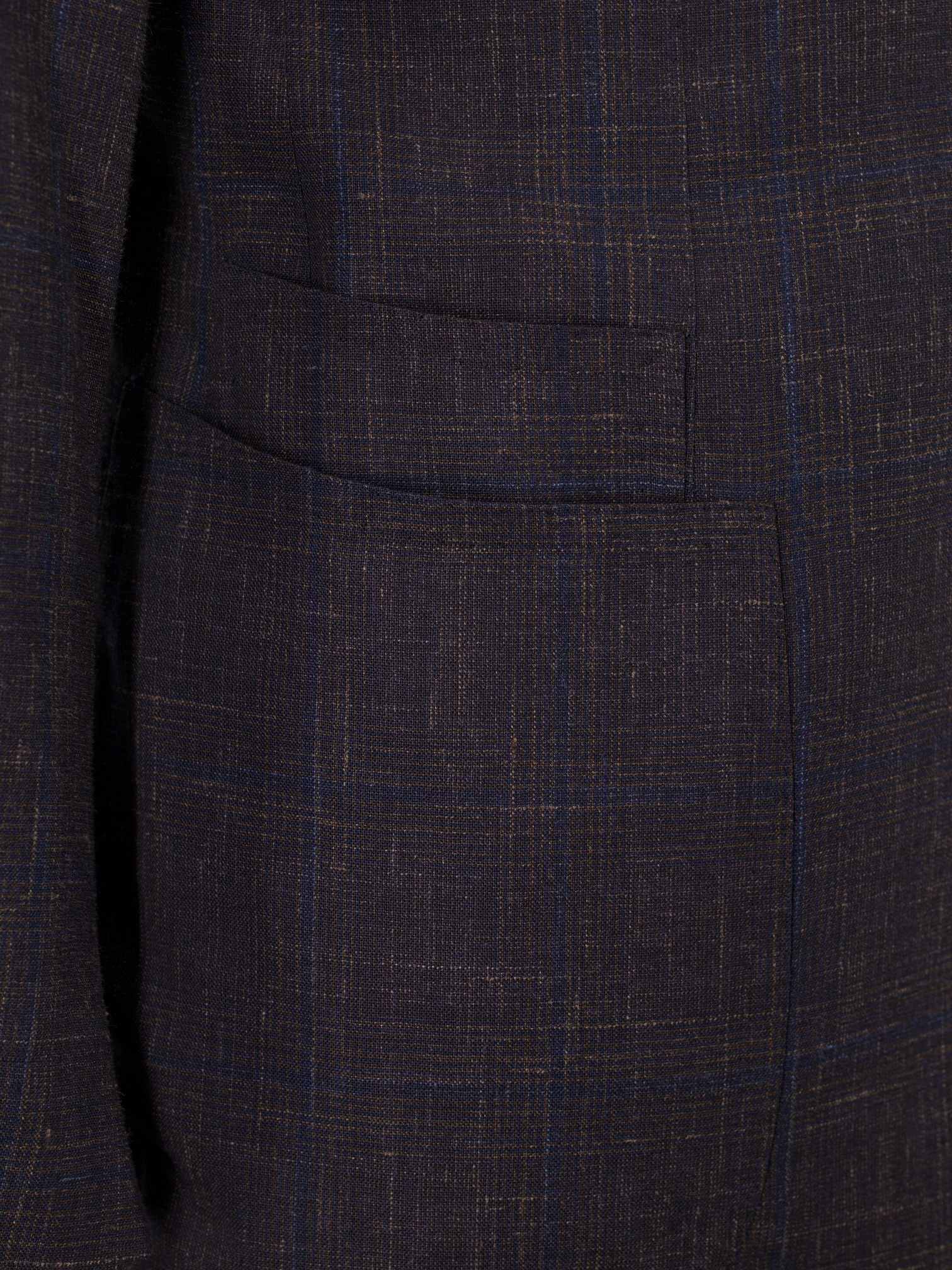 Cesare Attolini Mahogany Brown Wool, Silk & Linen Windowpane Jacket