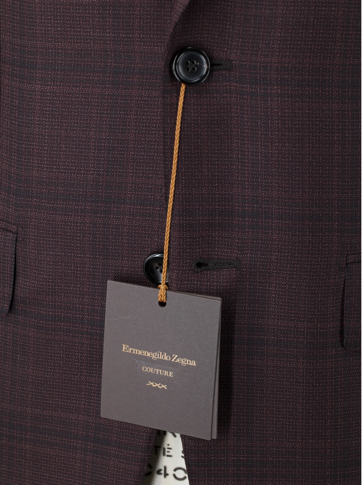 Ermenegildo Zegna Couture Burgundy "Centoventimila" Wool Checkered Jacket