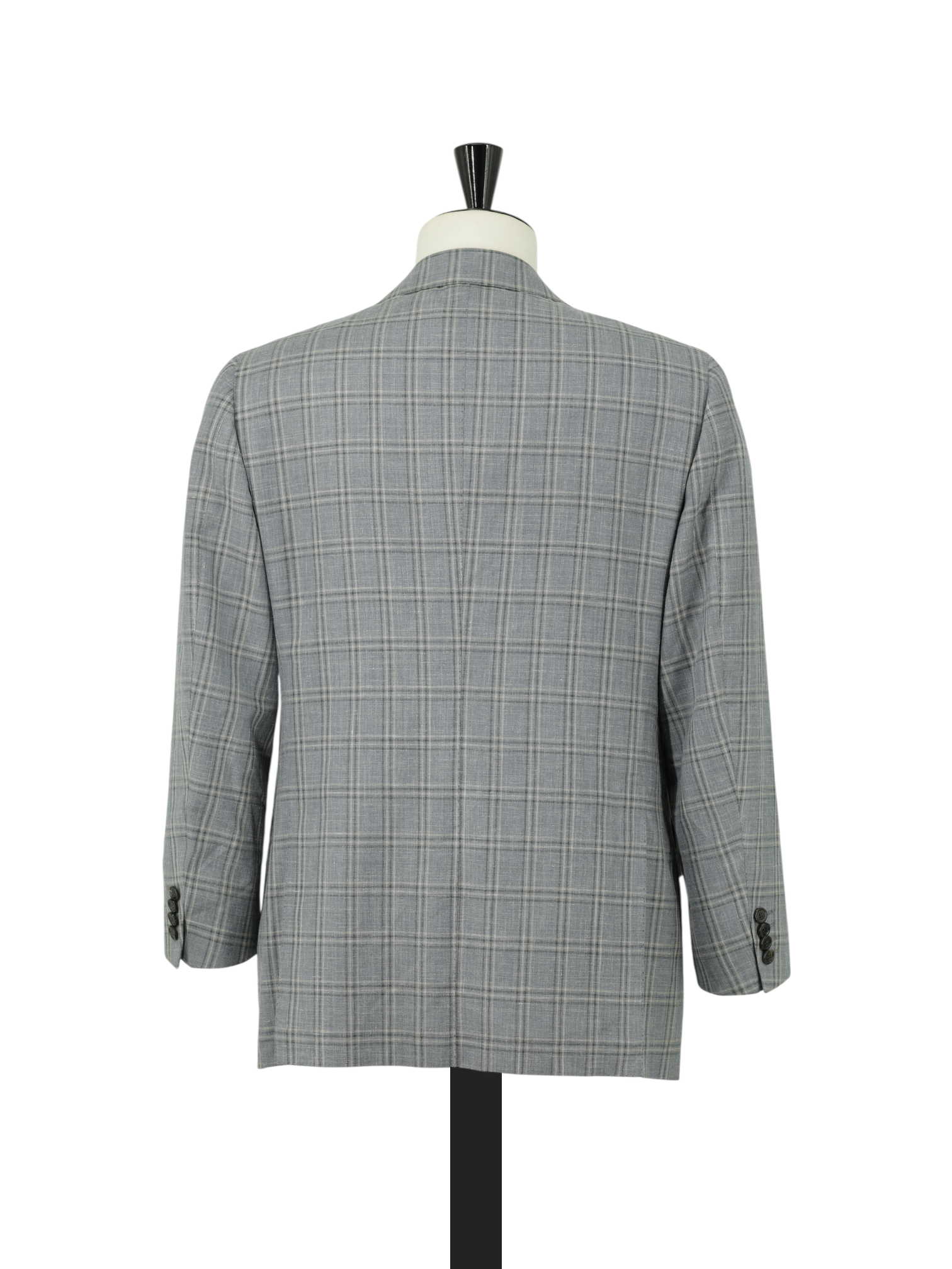 Cesare Attolini Light Grey & Taupe Wool, Silk & Linen Windowpane Jacket