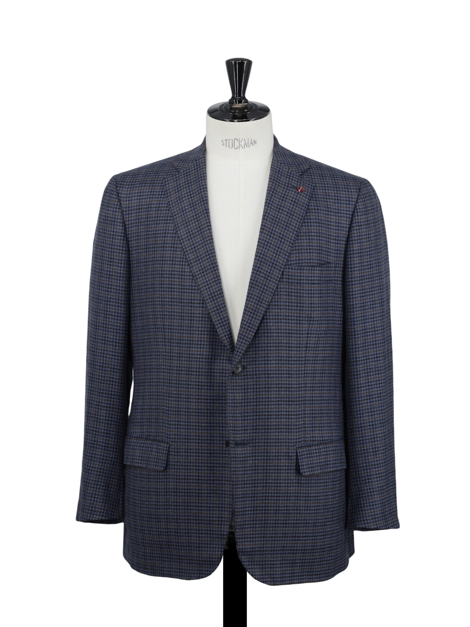 Isaia Dark Blue & Brown Pure-Cashmere Gingham Check Jacket
