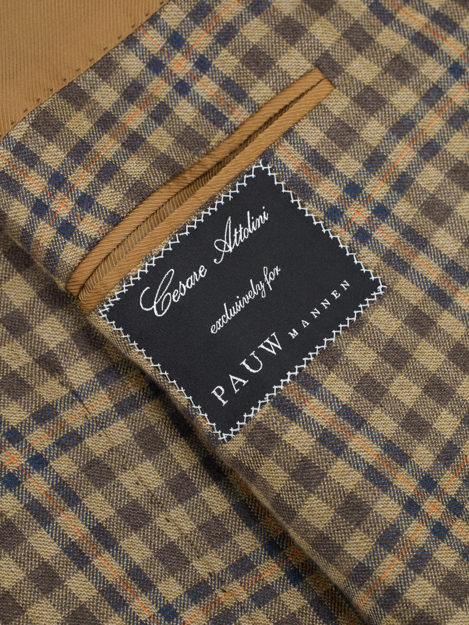 Cesare Attolini Brown & Orange Cashmere & Silk Tartan Jacket