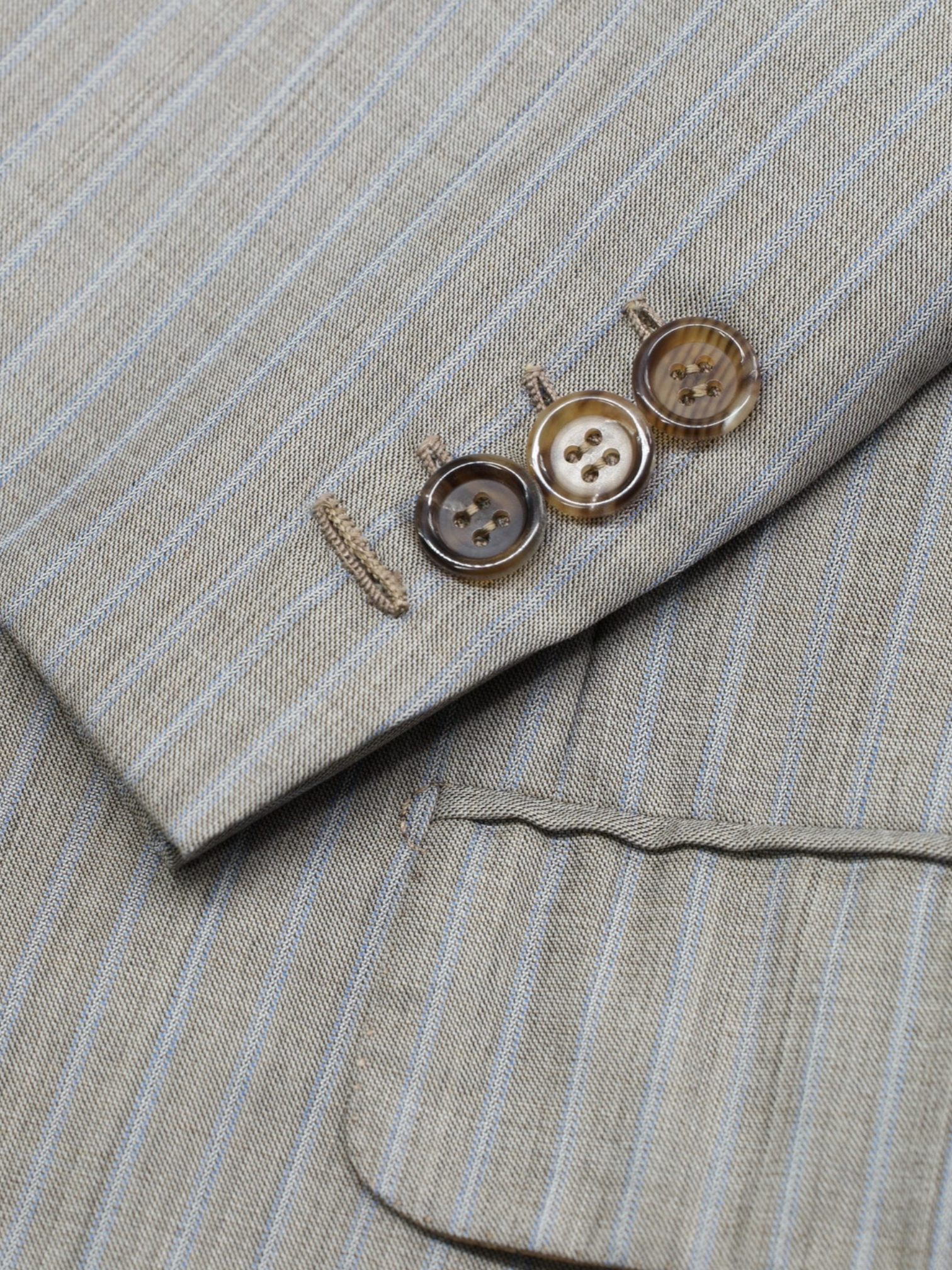 Brioni Taupe & Light Blue Wool-Silk Pinstripe Parlamento Suit