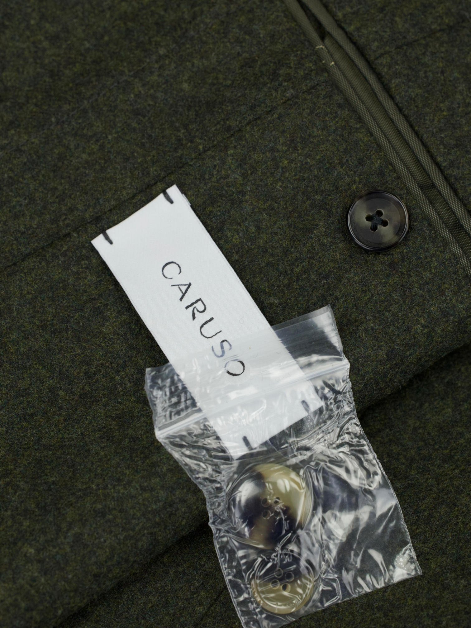 Caruso Olive Green Wool & Cashmere Flannel Aida Jacket