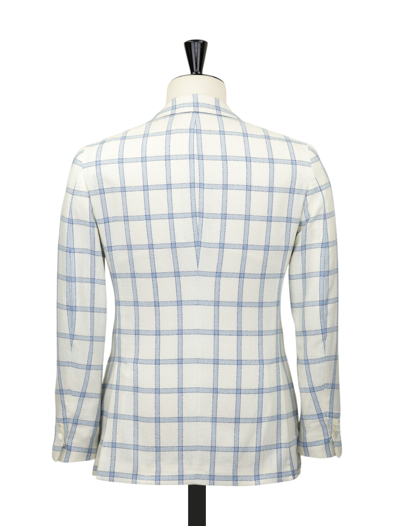 Isaia White & Light Blue Silk, Wool & Linen "Giro Inglese" Summer Jacket