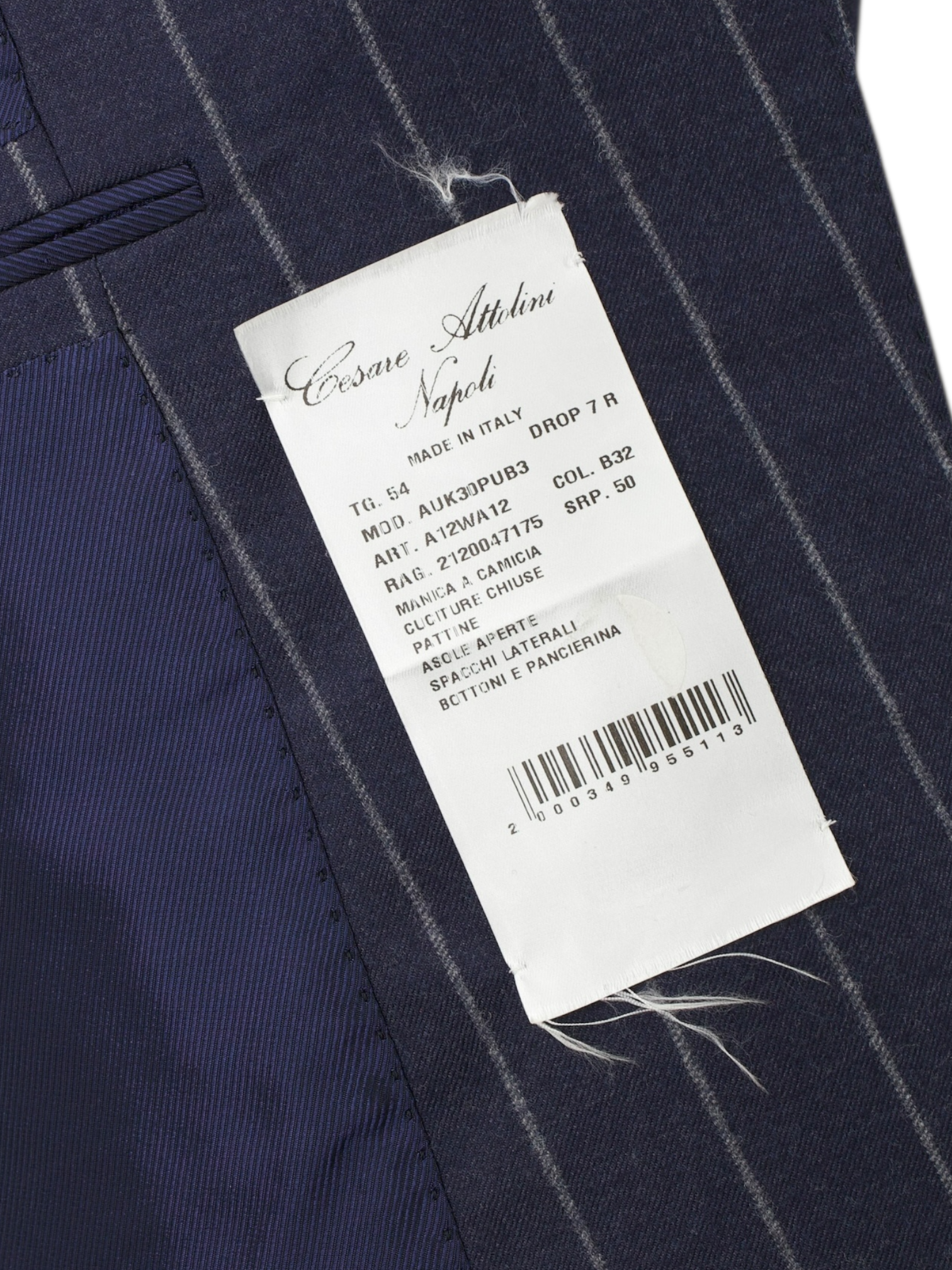 Cesare Attolini Dark Blue 3-Piece Super 150's Flannel Chalkstripe Suit