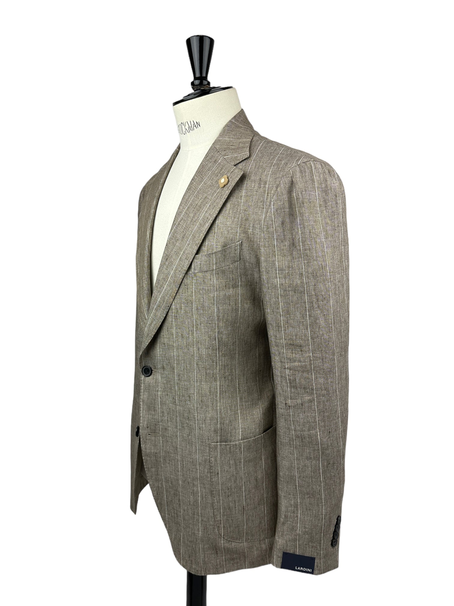 Lardini Taupe Linen Pinstripe Jacket
