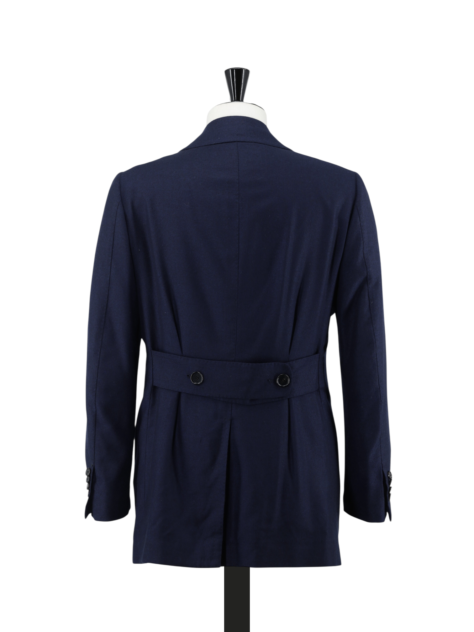 Cesare Attolini Navy Pure Cashmere Double Breasted Micro-Pattern Peacoat