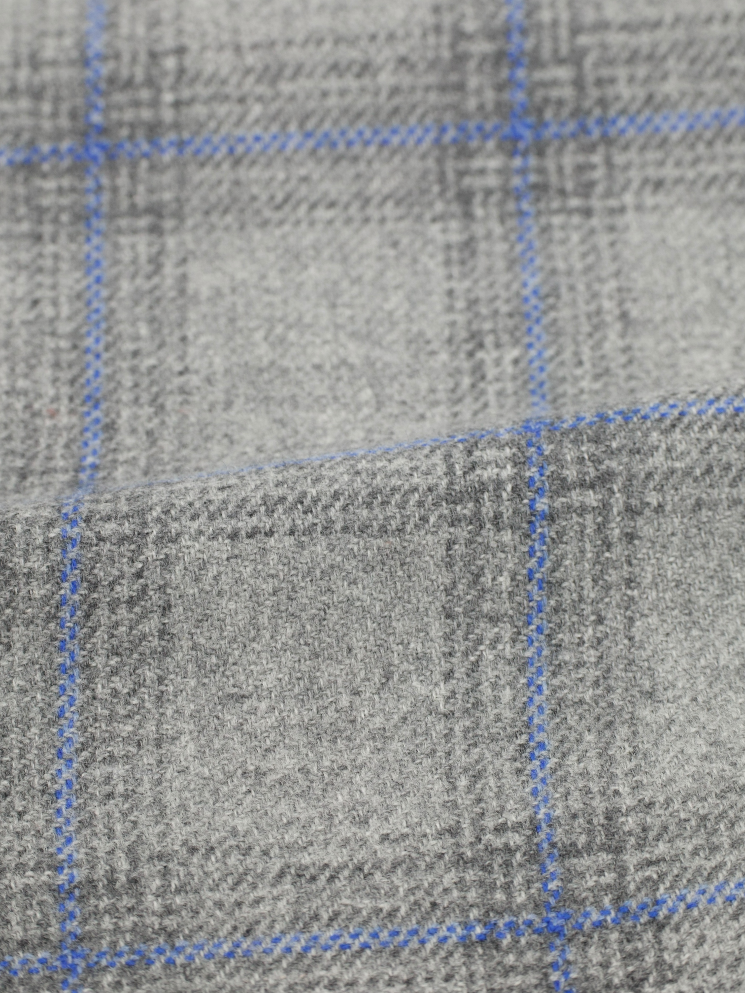 Kiton Grey & Light Blue Pure Cashmere Windowpane Jacket