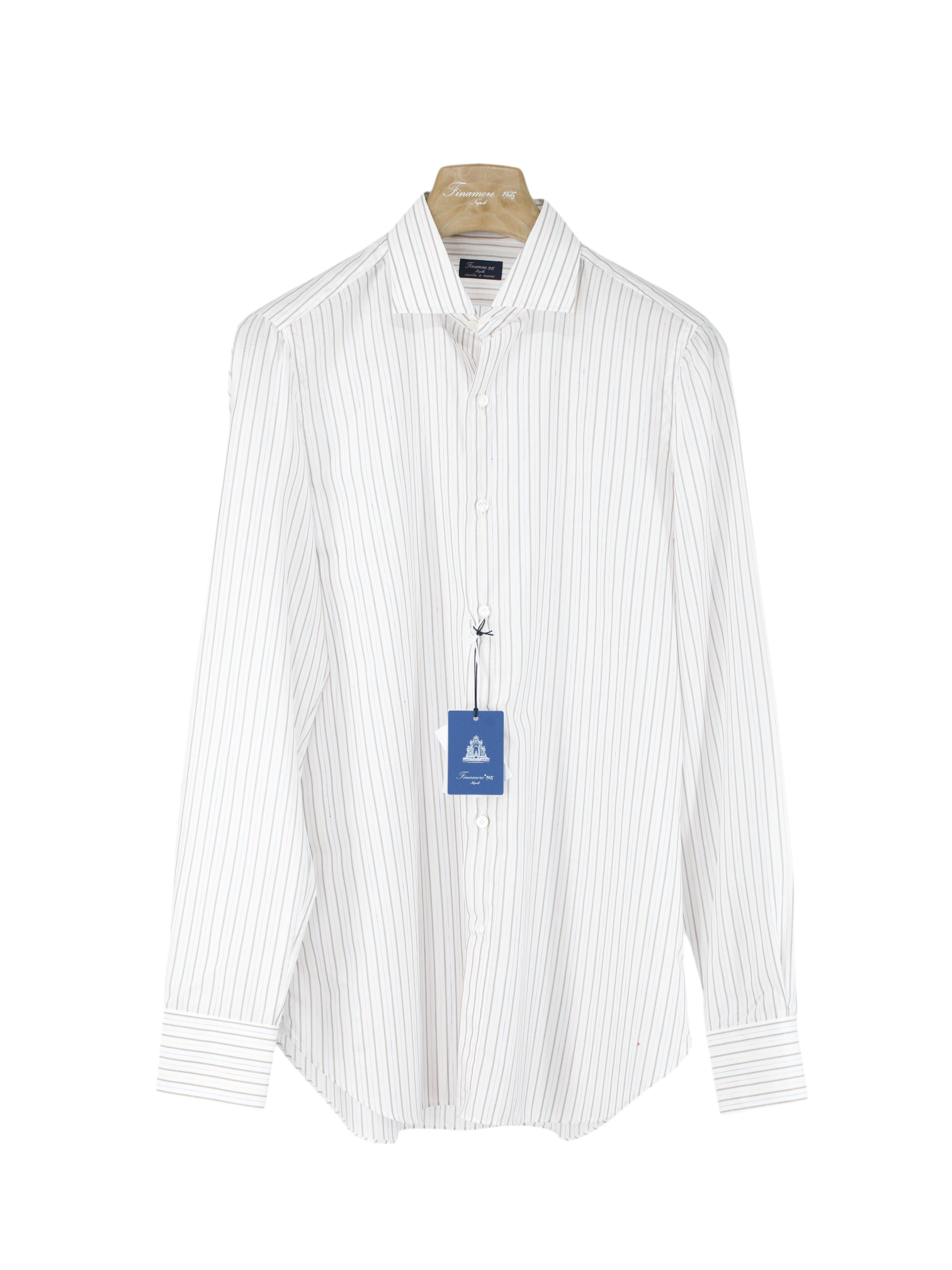 Finamore White & Multicolor Cotton & Linen "Carlo Riva" Summer Shirt