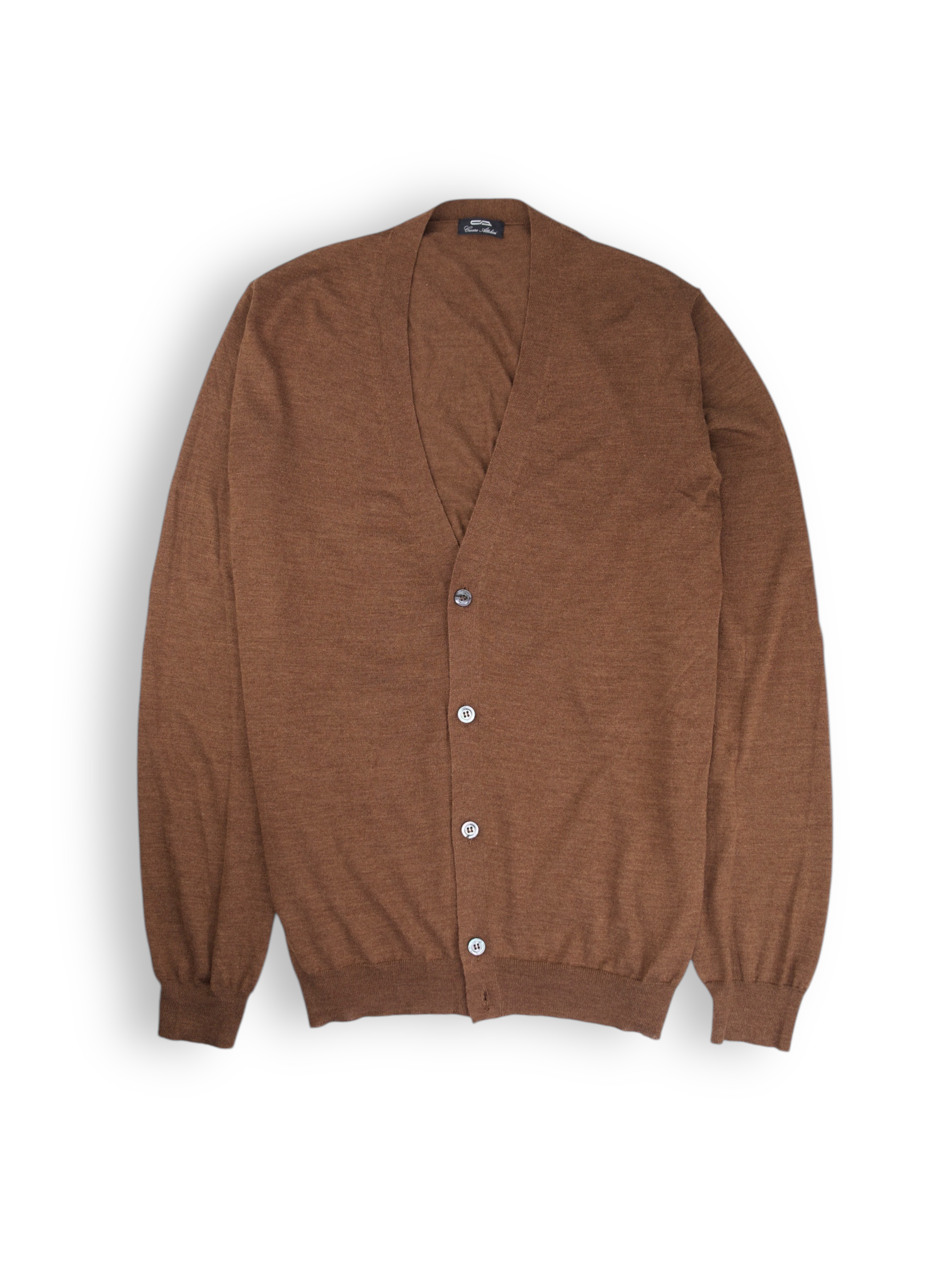 Cesare Attolini Mocca Brown Wool & Silk Cardigan