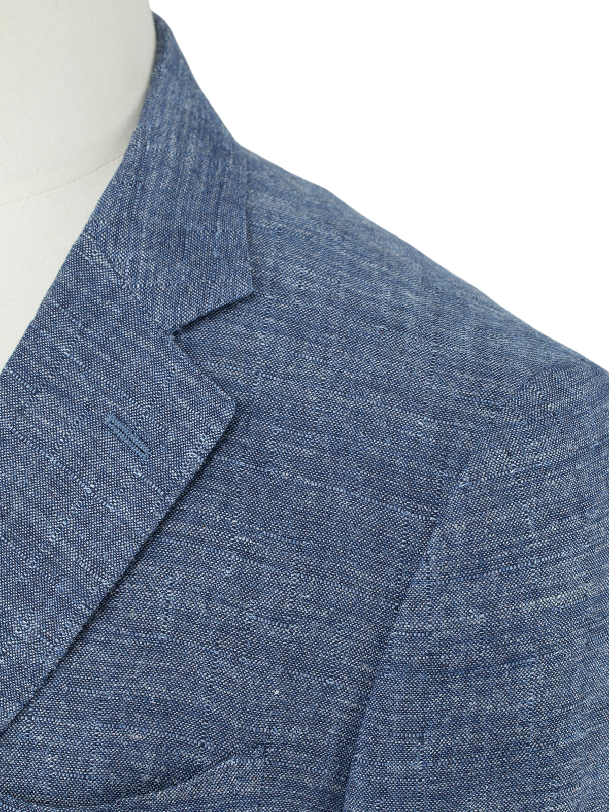Isaia Light Blue Wool, Silk & Linen Pinpoint Summer Jacket