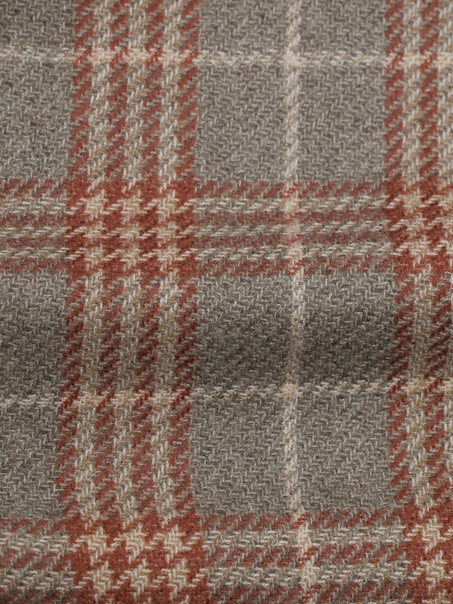 Cesare Attolini Light Brown & Negroni Red Pure Cashmere Prince of Wales Jacket