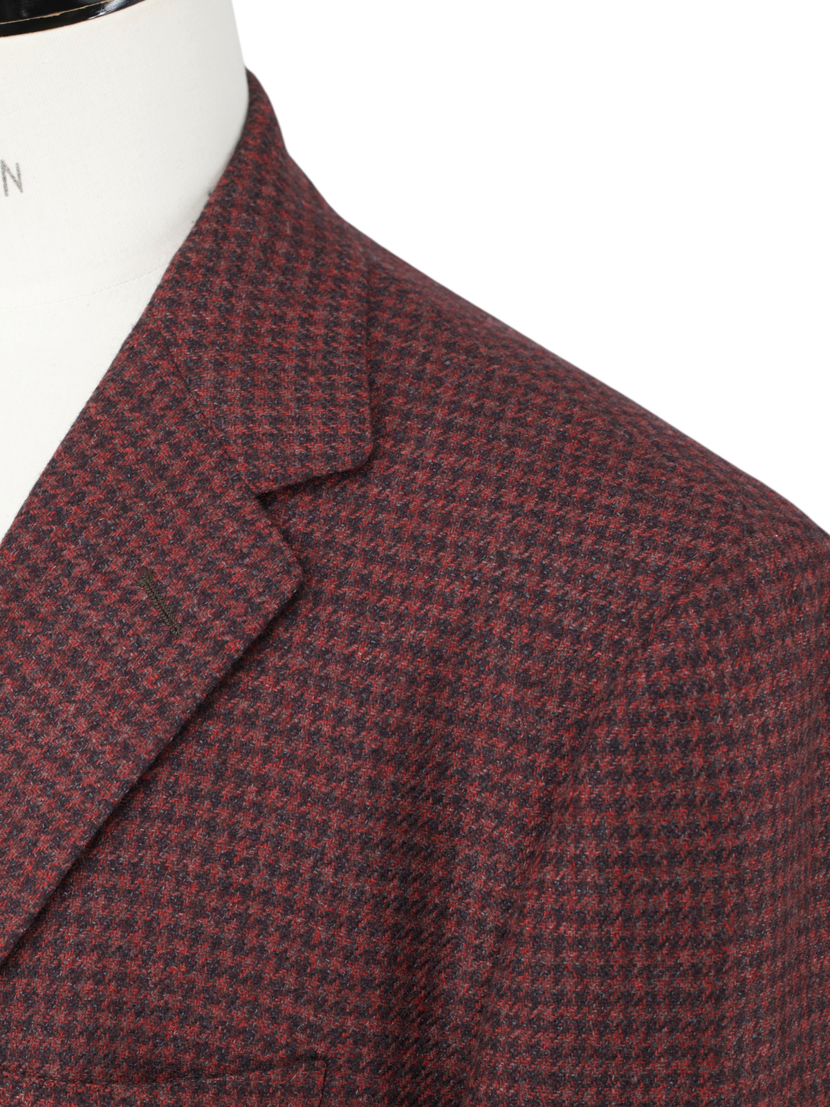 Sartorio Burgundy Softly-Brushed Wool Pied de Poule Jacket