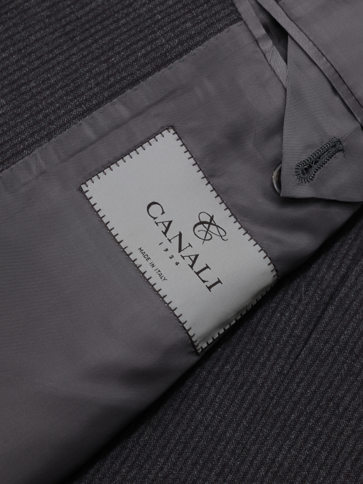 Canali Charcoal Brushed-Wool Shadow-Stripe Winter Suit
