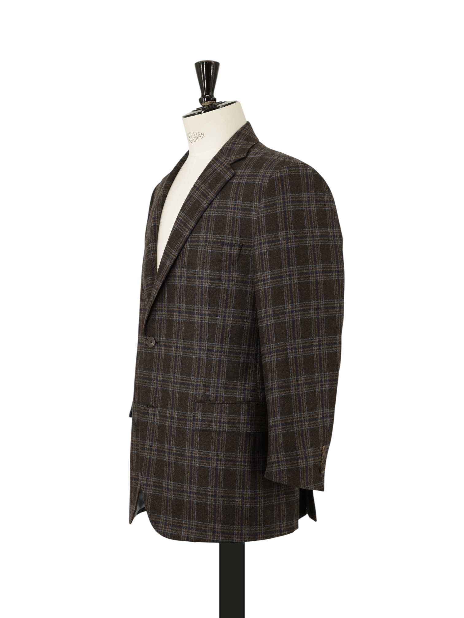 Belvest Dark Brown & Blue Wool Flannel Tartan-Check Jacket