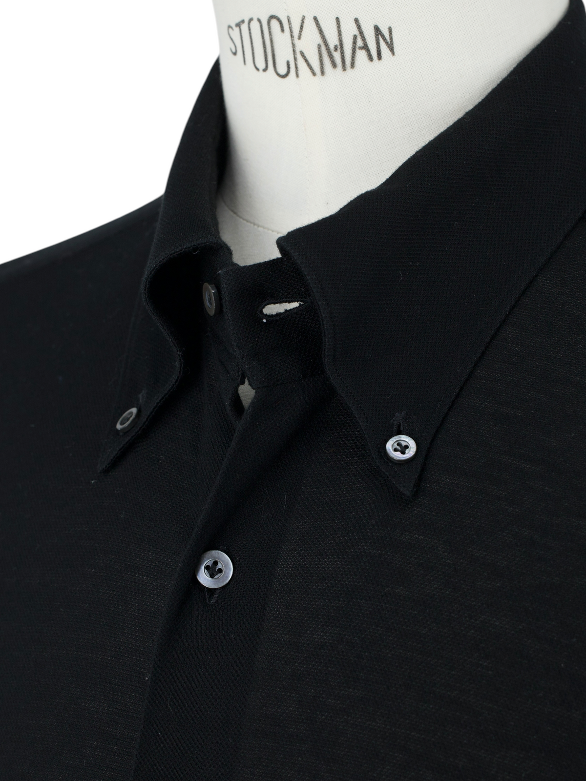 Fray Black Cotton-Pique Button-Down Shirt