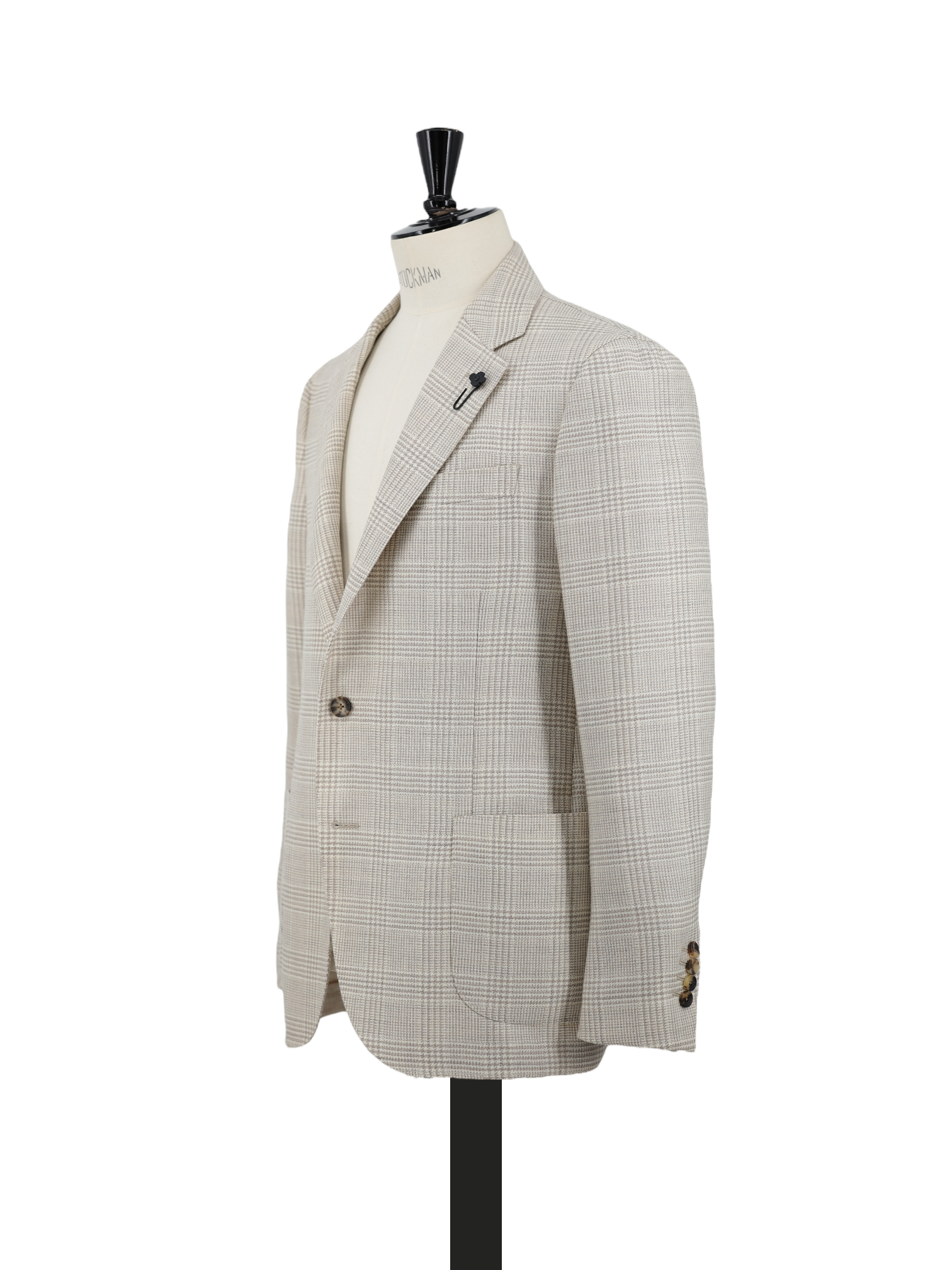 Lardini Taupe High-Twist Wool Prince of Wales Jacket