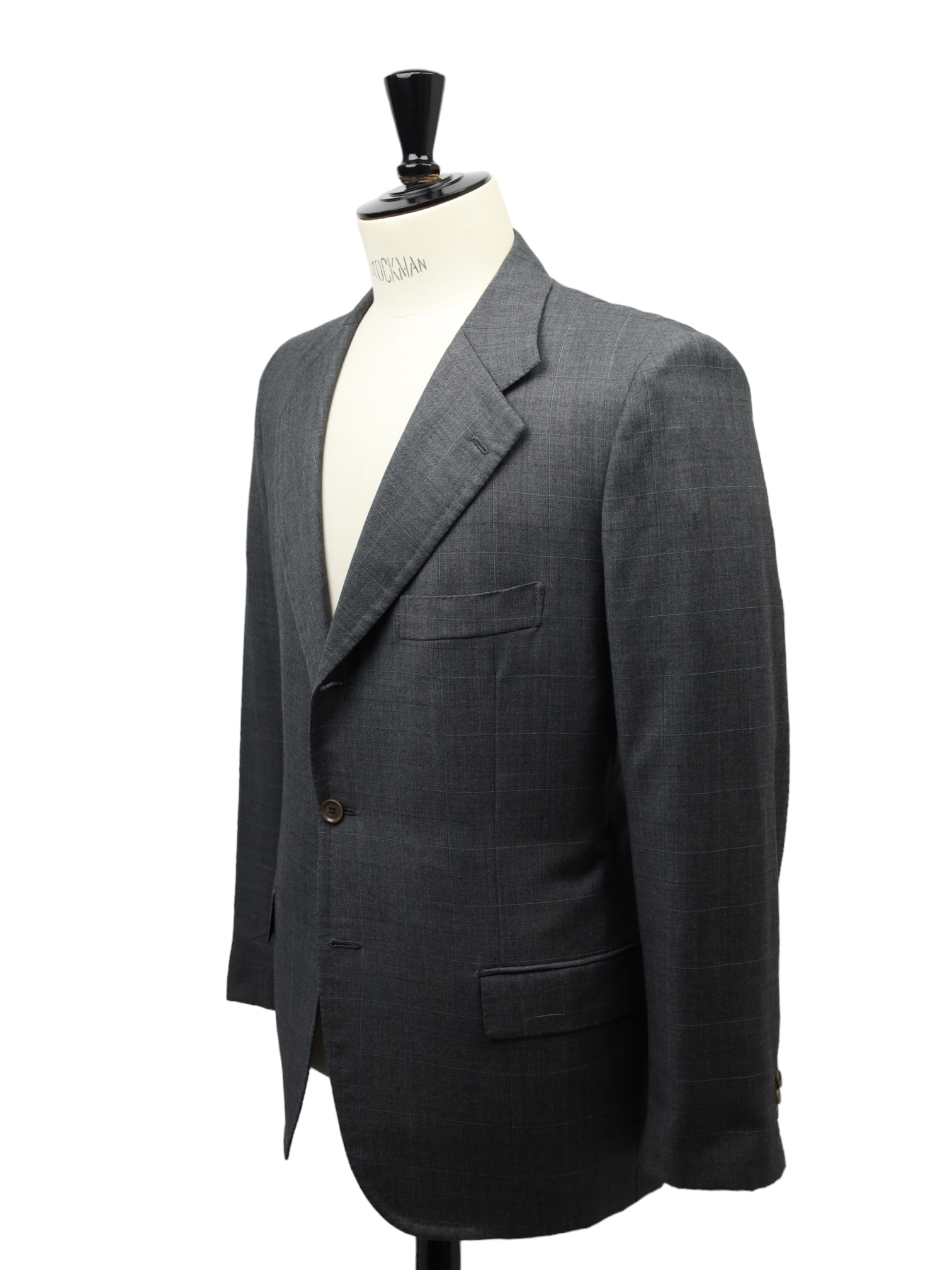 Kiton Vintage Grey Windowpane Wool & Mohair Suit