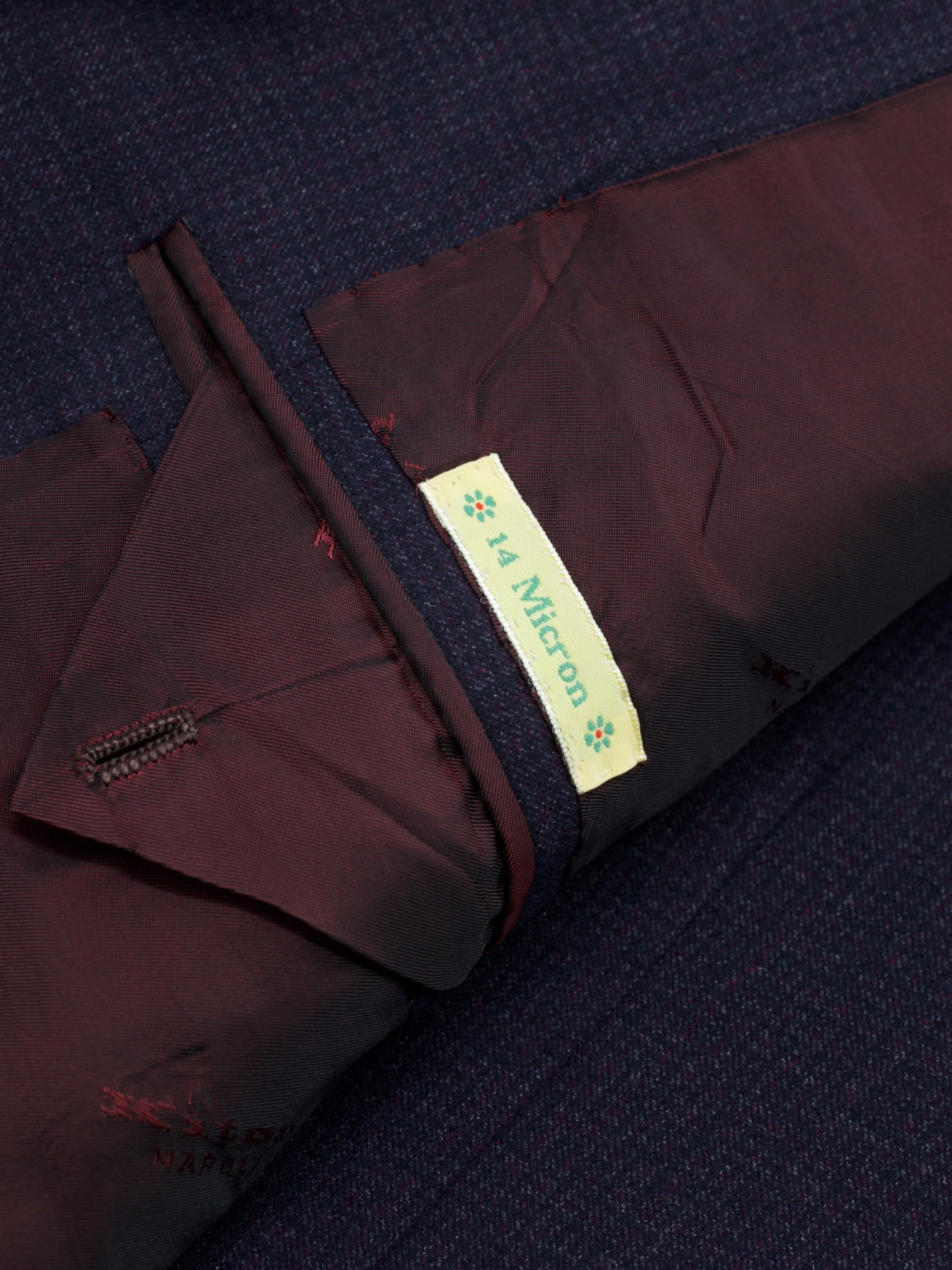 Kiton Navy & Burgundy 14-Micron Wool & Silk Bicolor-Pinpoint Suit