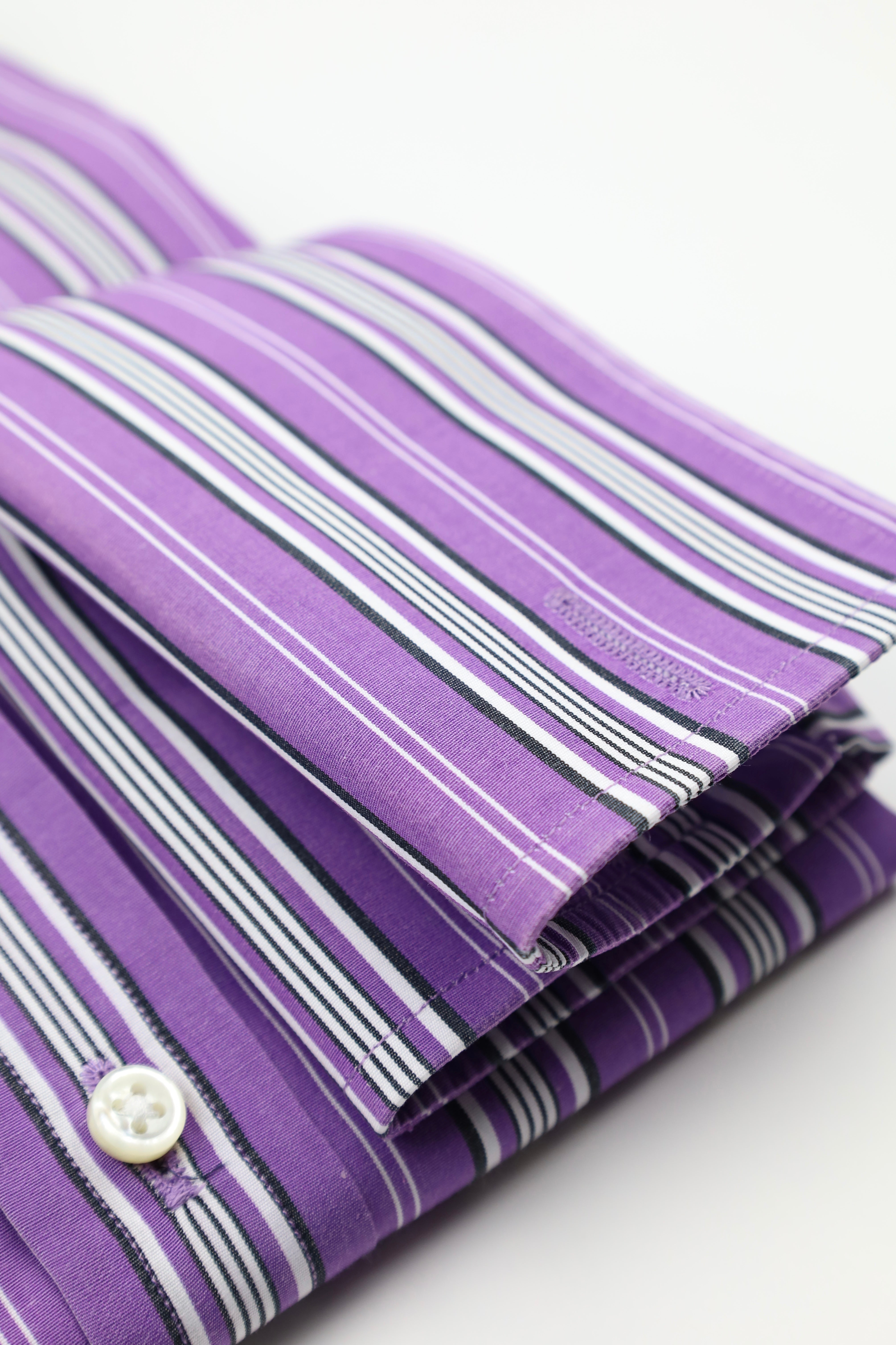 Ralph Lauren Purple Label Striped Contrast-Collar Shirt