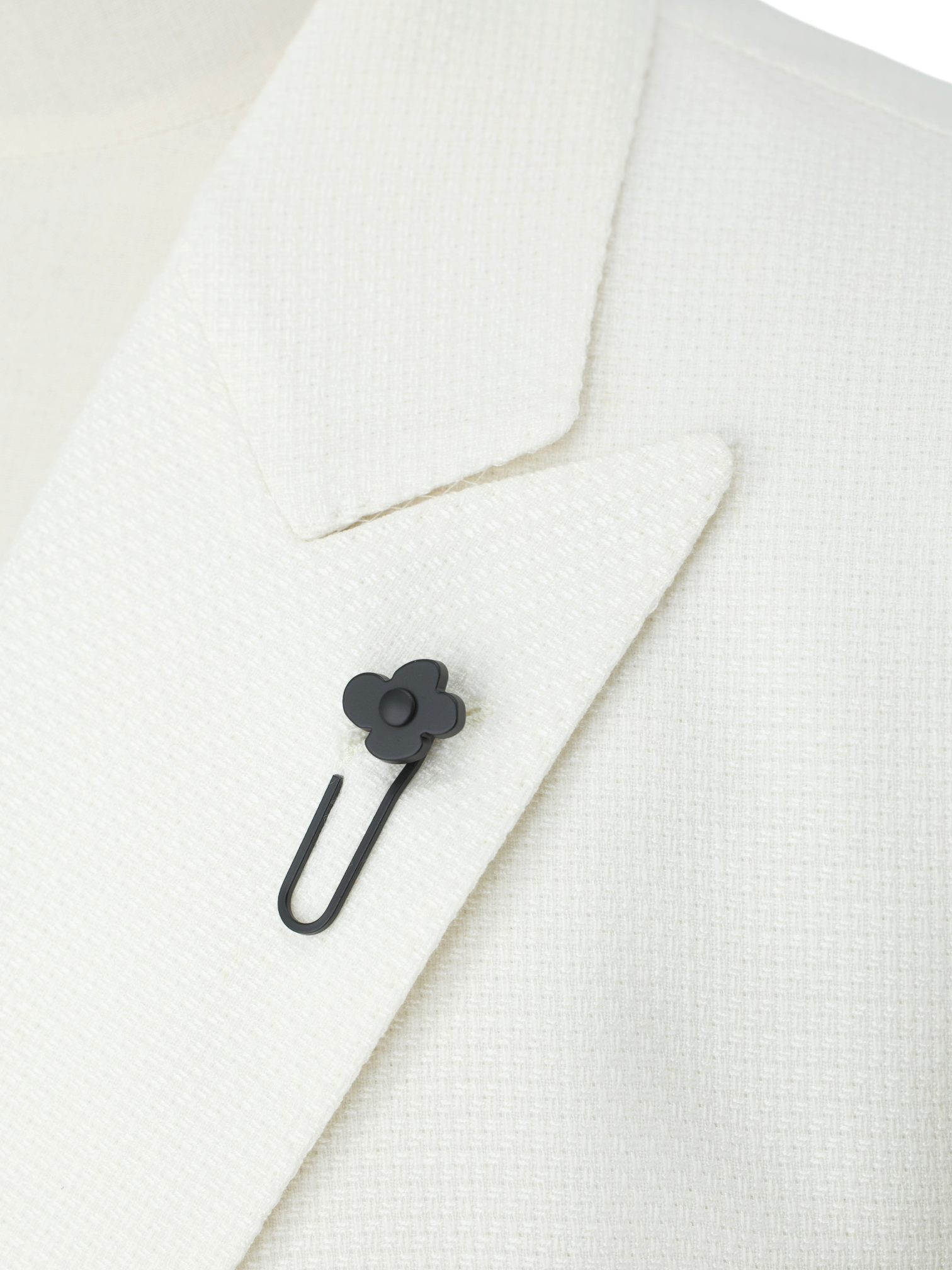 Lardini White Double Breasted Wool, Linen & Silk Hopsack Jacket