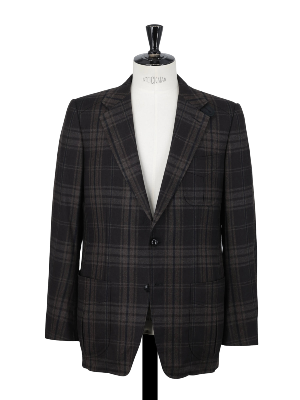 Tom Ford Dark Brown Wool & Cashmere Checkered Country Jacket