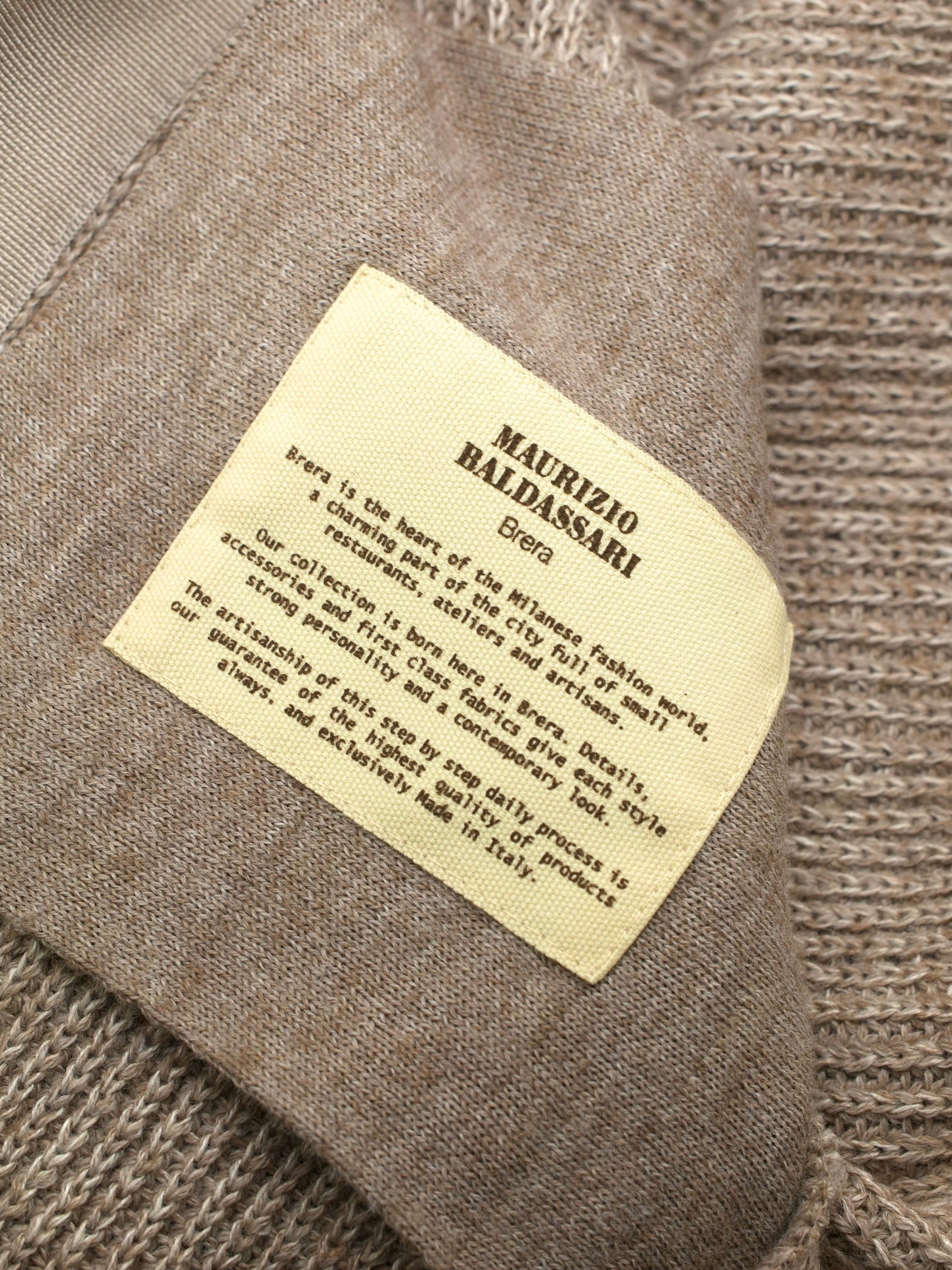 Maurizio Baldassari Taupe Acrylic, Linen, Wool & Cashmere Stripe-Pattern Cardigan