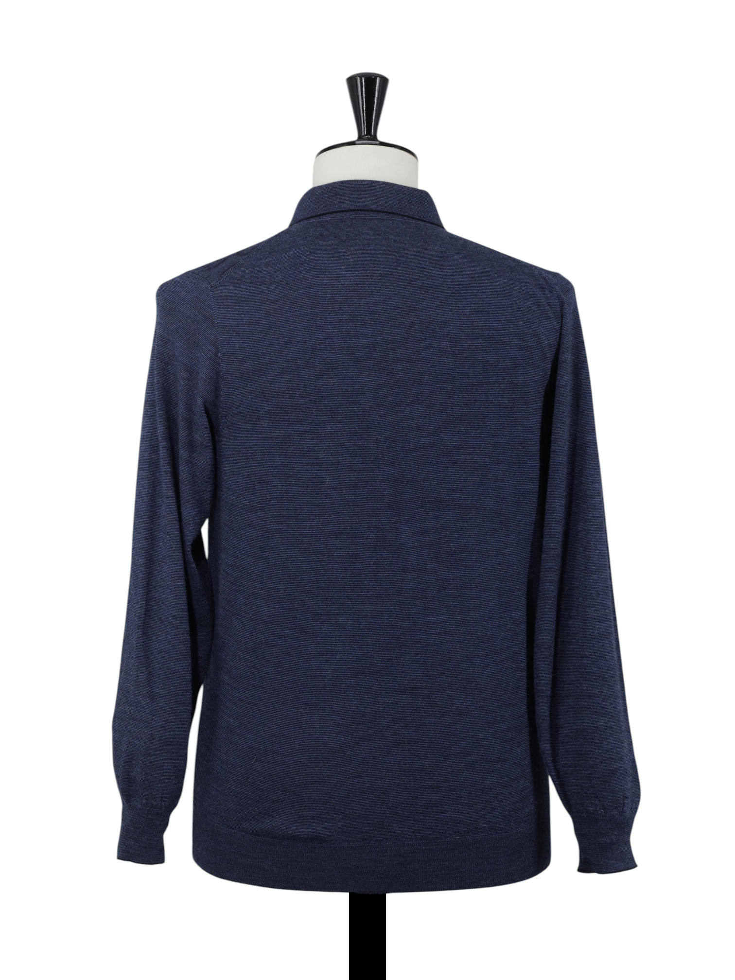 Brioni Dark Blue Fine-Wool Embroidered Long-Sleeve Polo