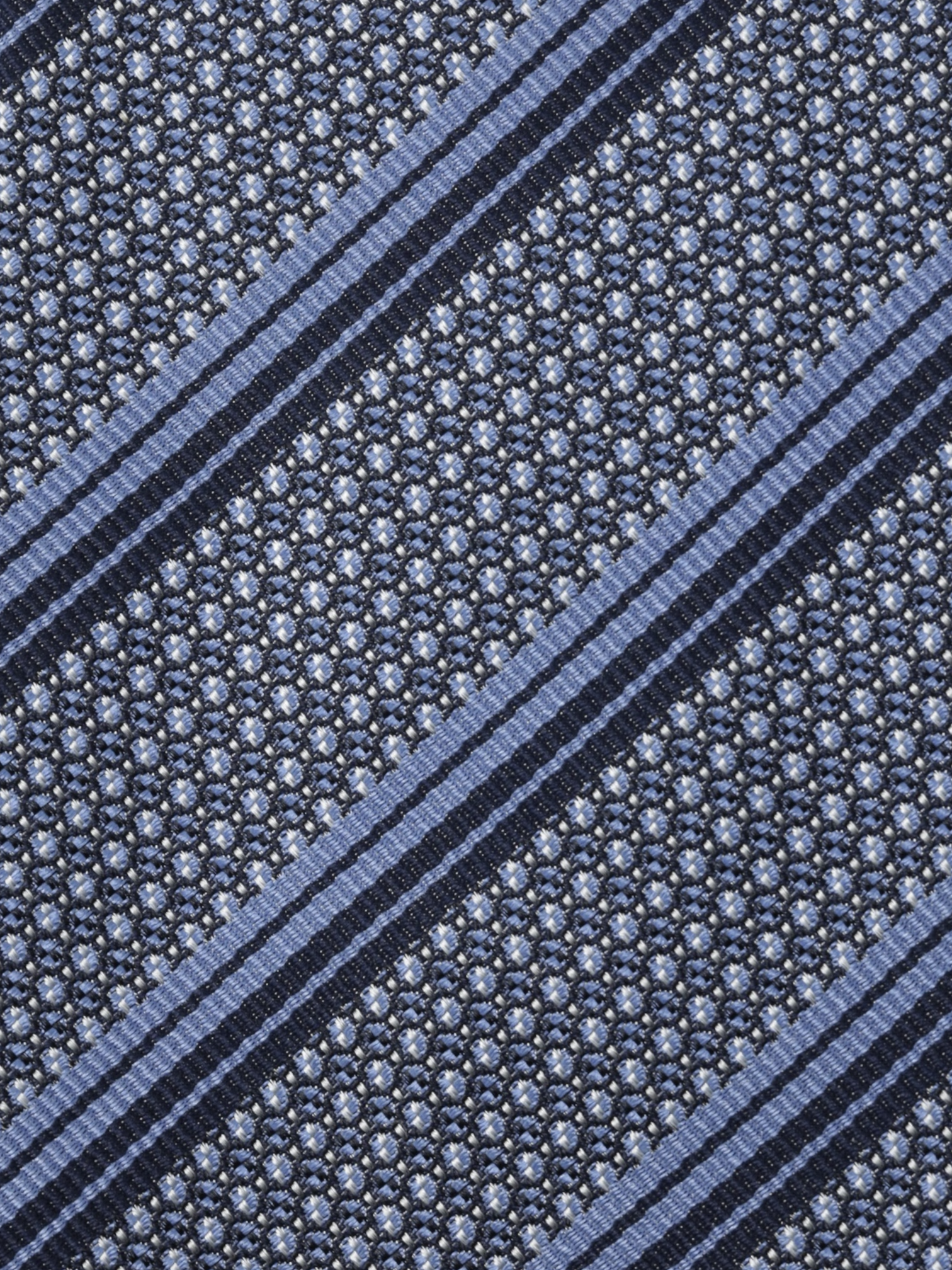 Kiton 5-Fold Steel Blue Silk Stripe & Micro-Pattern Tie