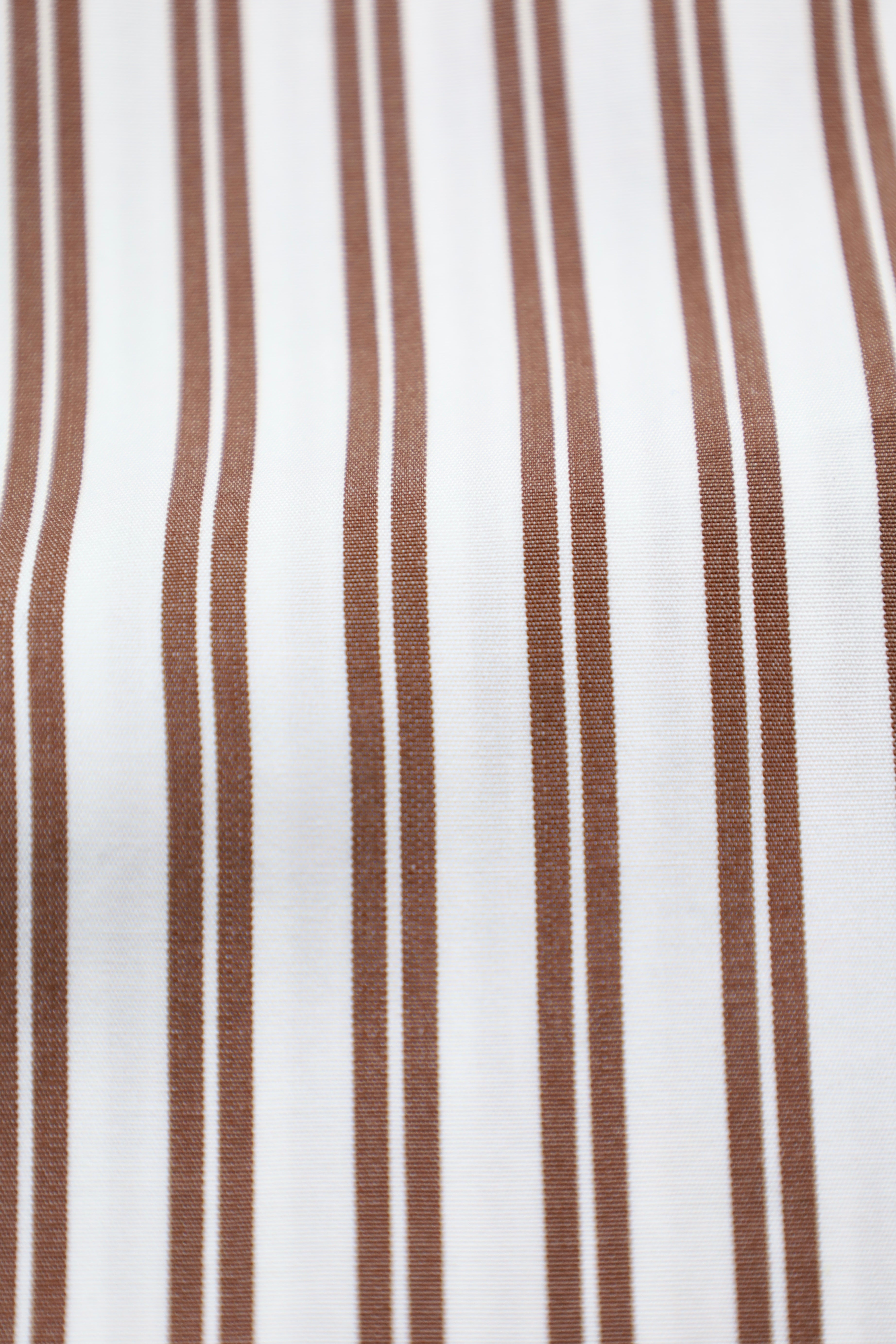 Luigi Borrelli White & Brown Cotton Stripe Shirt