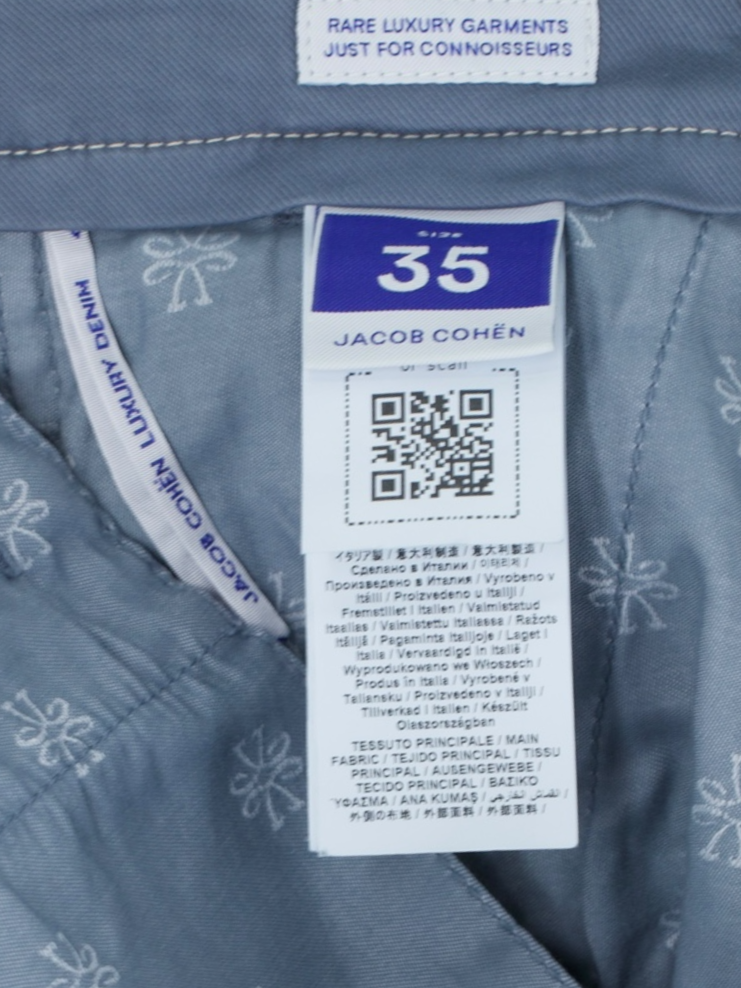 Jacob Cohen Steel Blue Cotton, Lyocell & Stretch Bobby 5-Pocket Chino