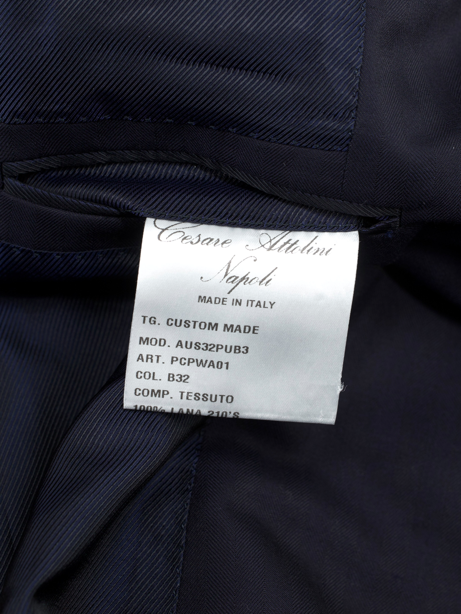 Cesare Attolini Deep Navy Super 210's Shadow-Herringbone Suit