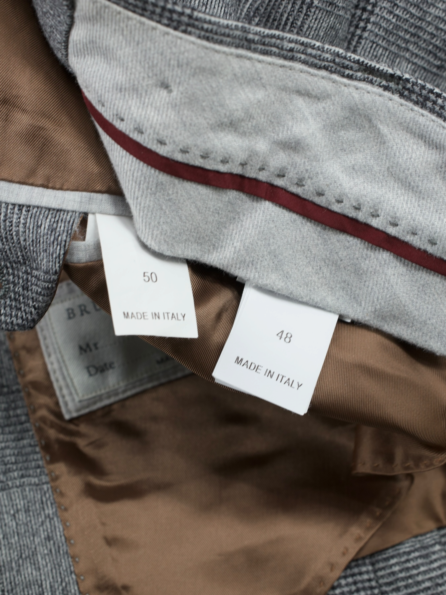 Brunello Cucinelli Grey Double Breasted Bushed-Wool Prince of Wales Suit