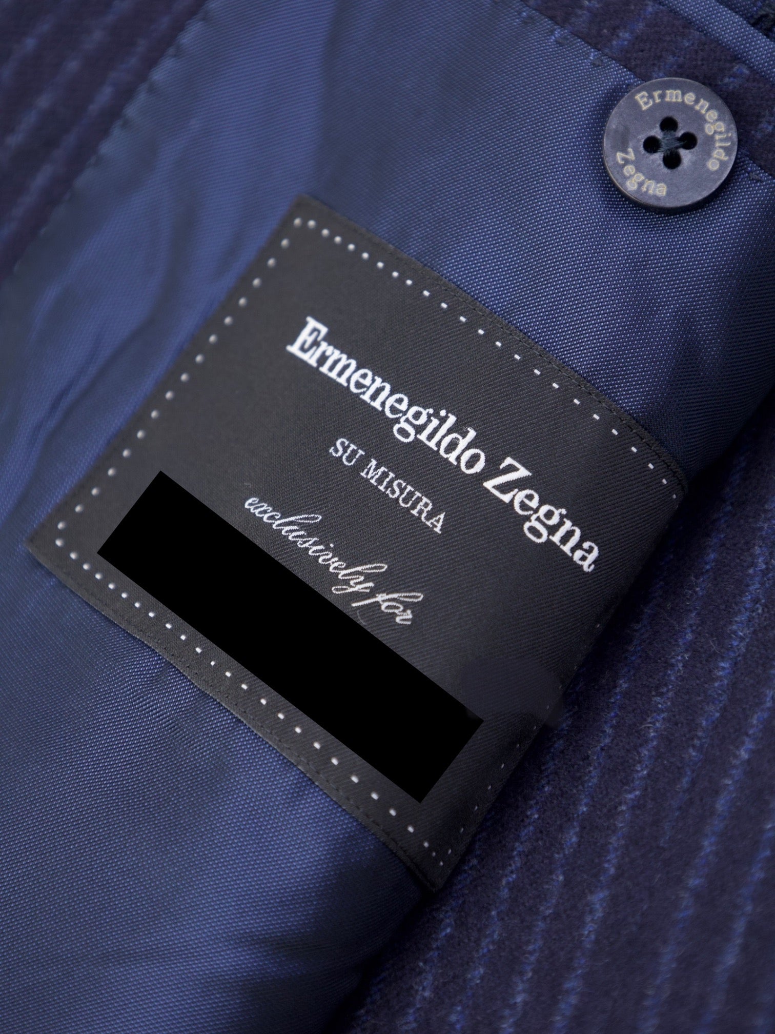 Ermenegildo Zegna Dark Blue Wool & Cashmere Flannel Pinstripe Suit