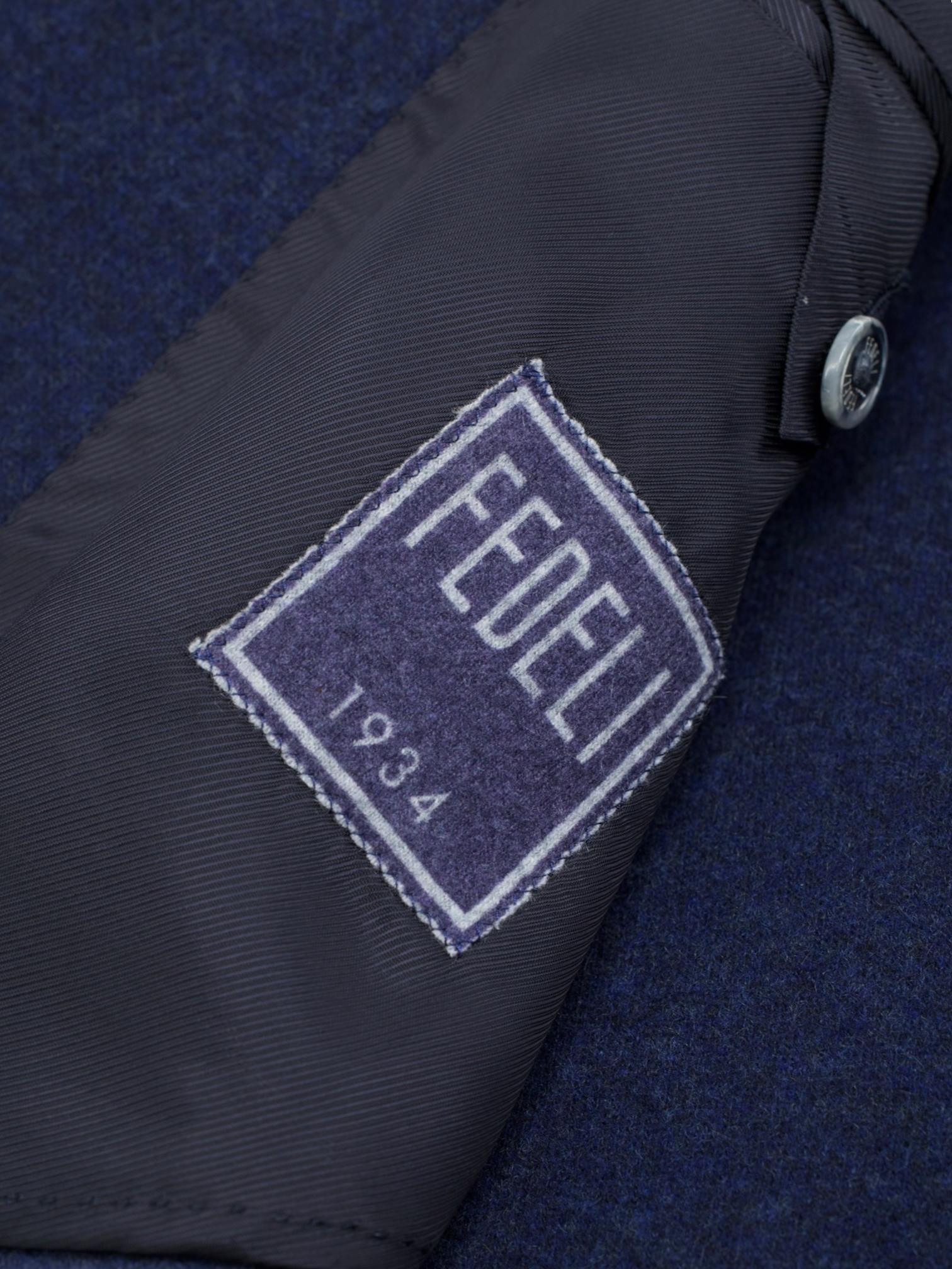 Fedeli Dark Blue Pure Cashmere Tubular-Collar "Damon" Jacket