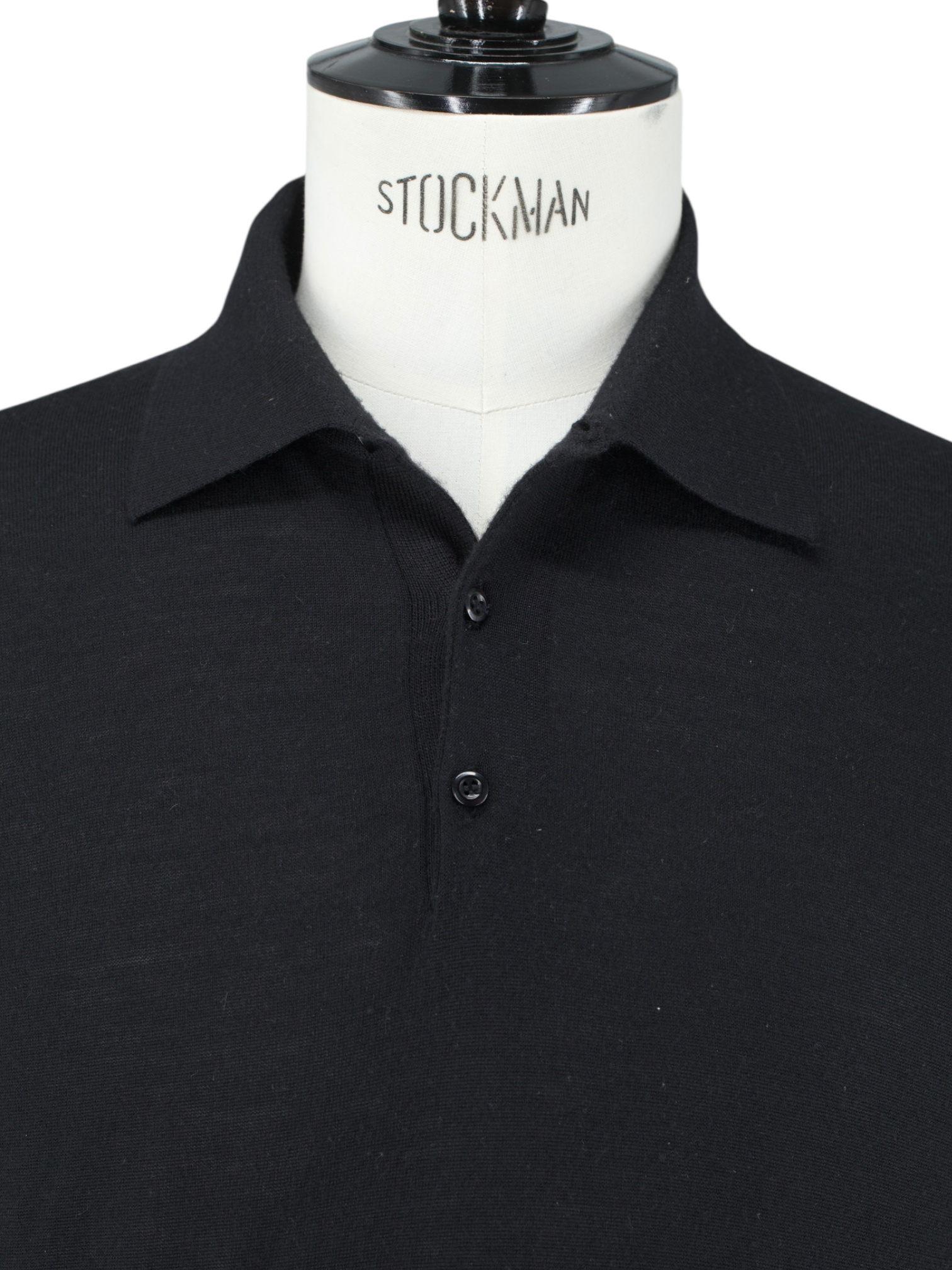 Doriani Black Wool, Silk & Cashmere Long-Sleeve Polo