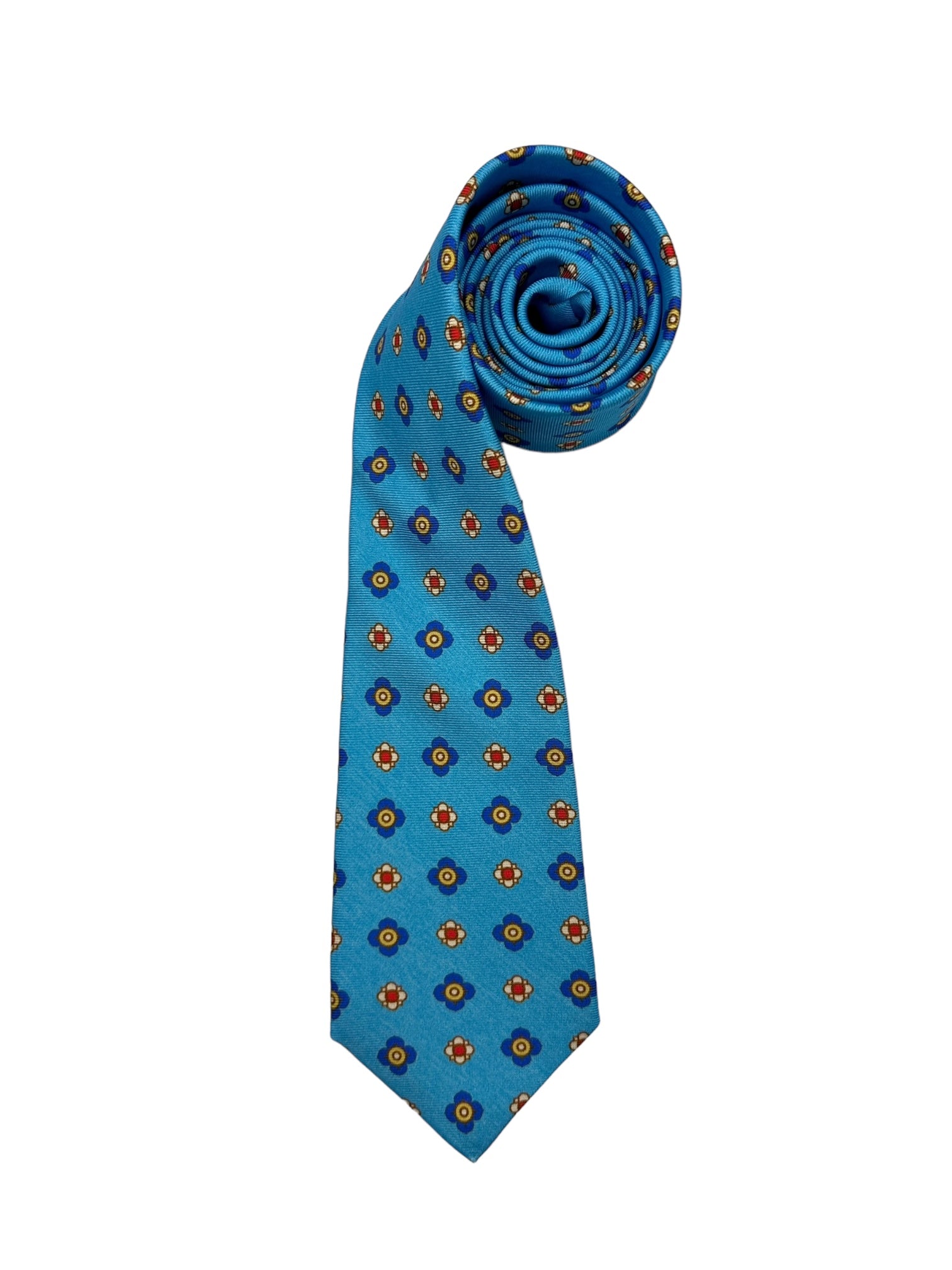 Kiton 5-Fold Baby Blue Floral Tie