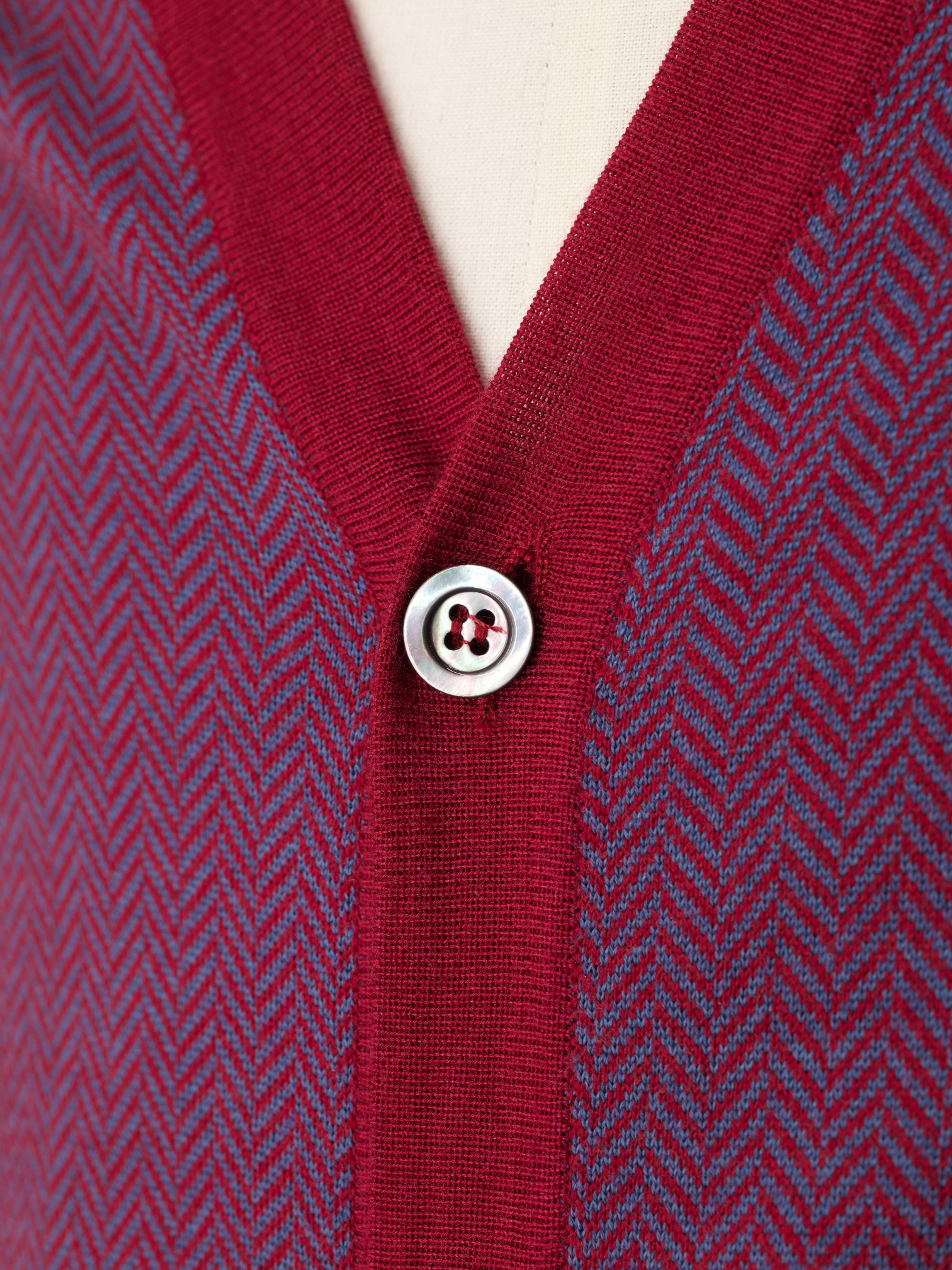 Cesare Attolini Cherry Red & Purple Wool & Silk Cardigan Sweater